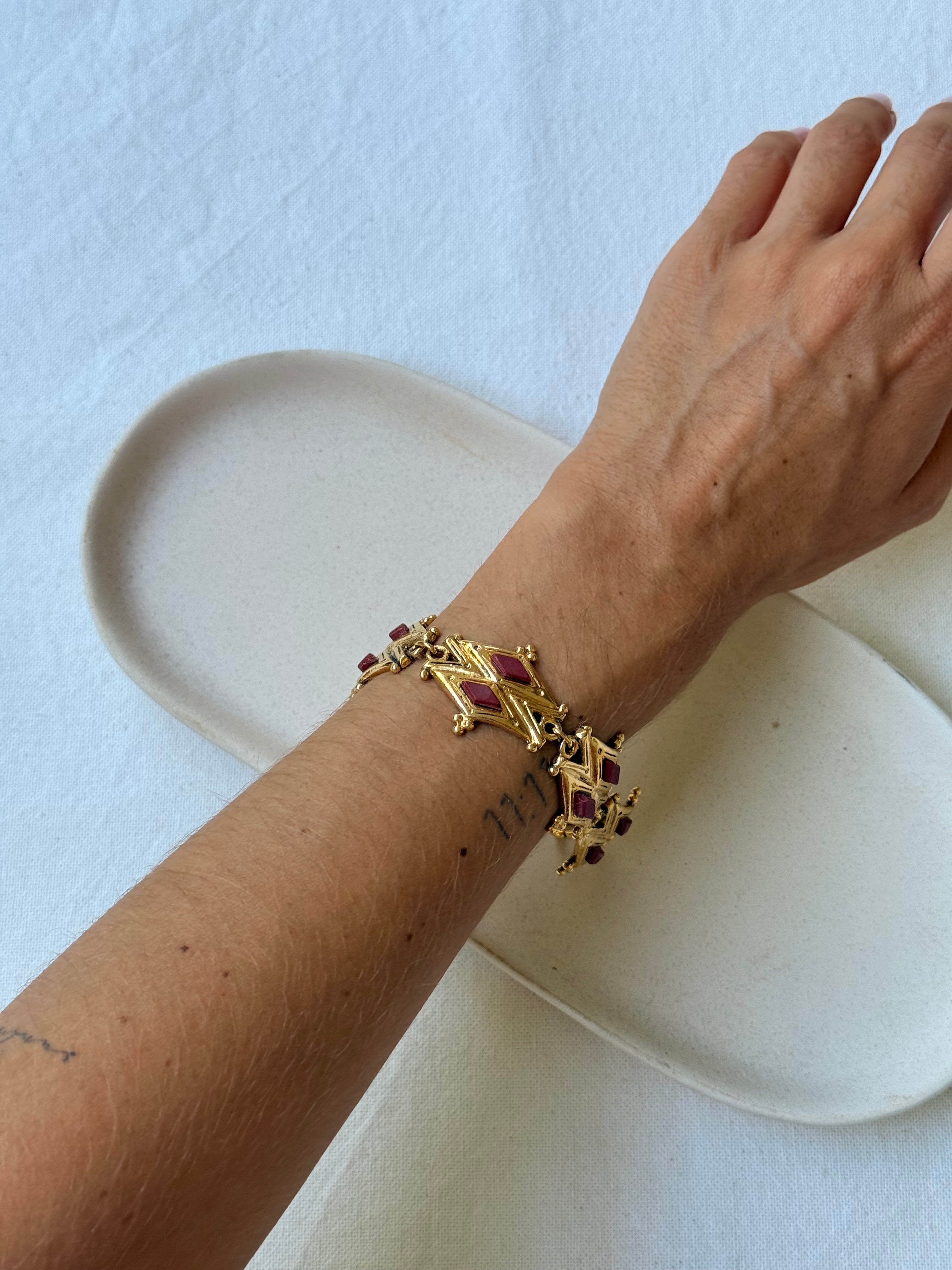 Bracelet Anica vintage - Cabochons bordeaux