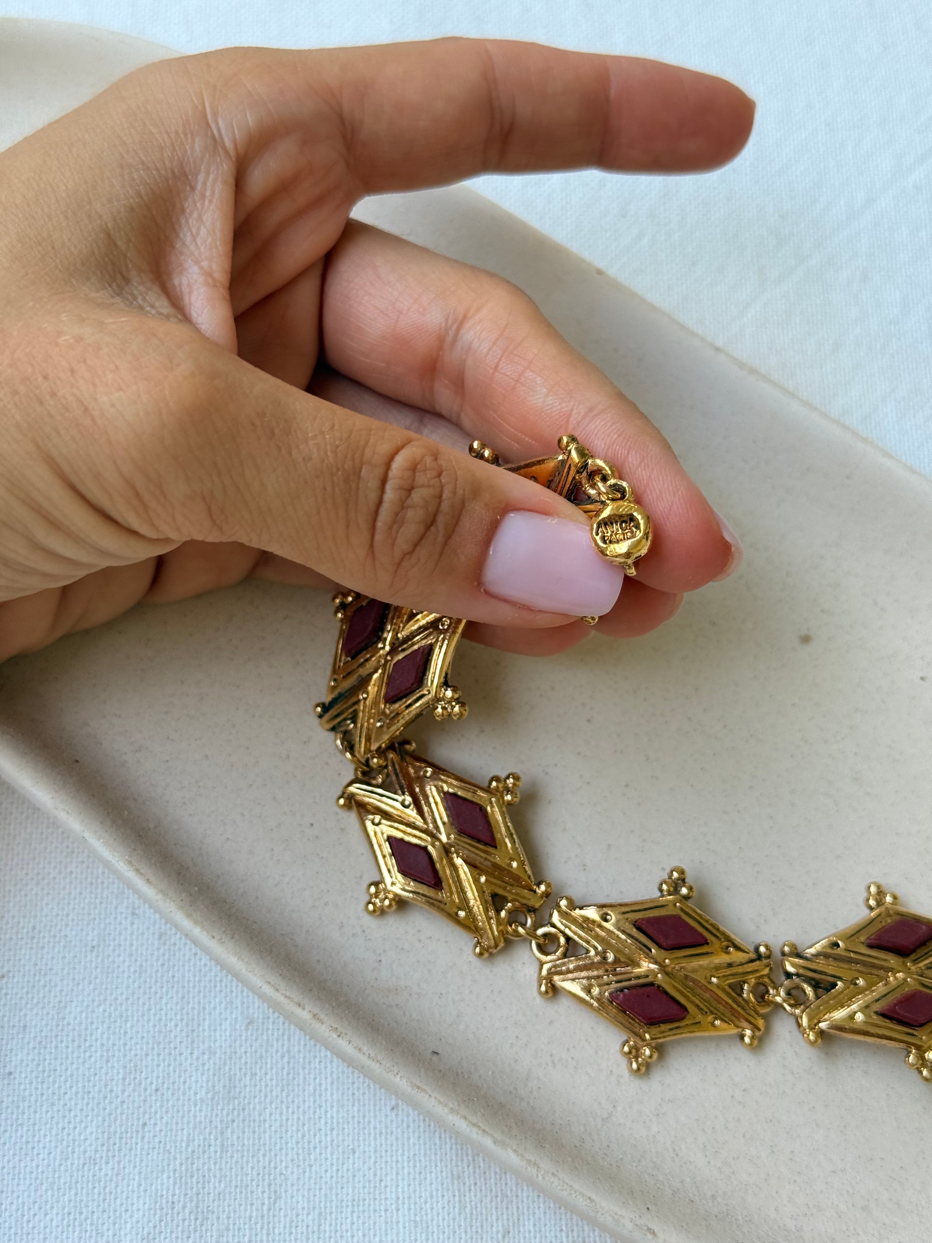 Bracelet Anica vintage - Cabochons bordeaux