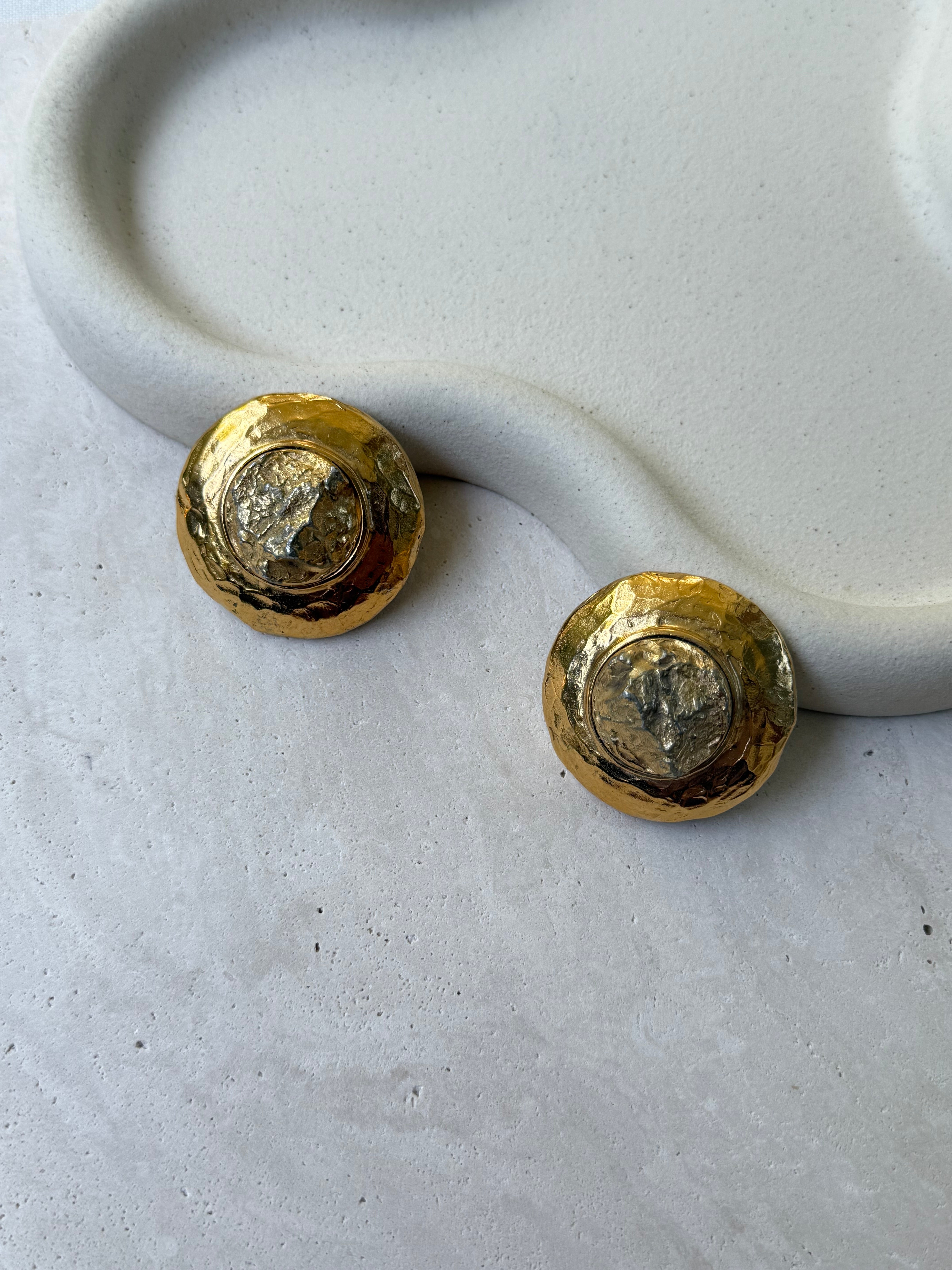 Vintage YSL Earrings - XXL Hammered Design