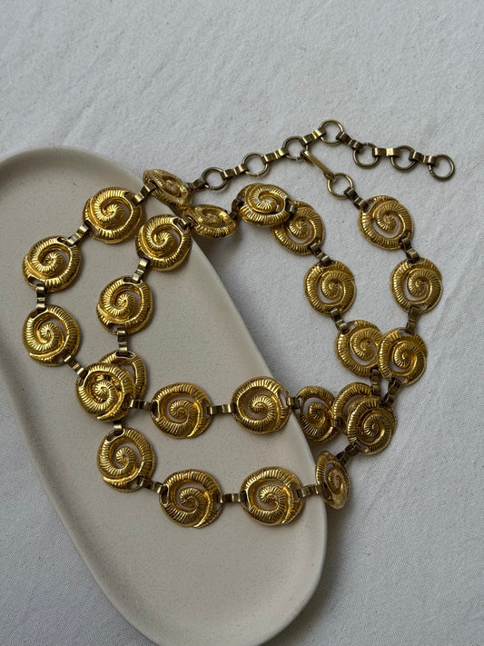 Ceinture vintage - Motifs spirales dorées