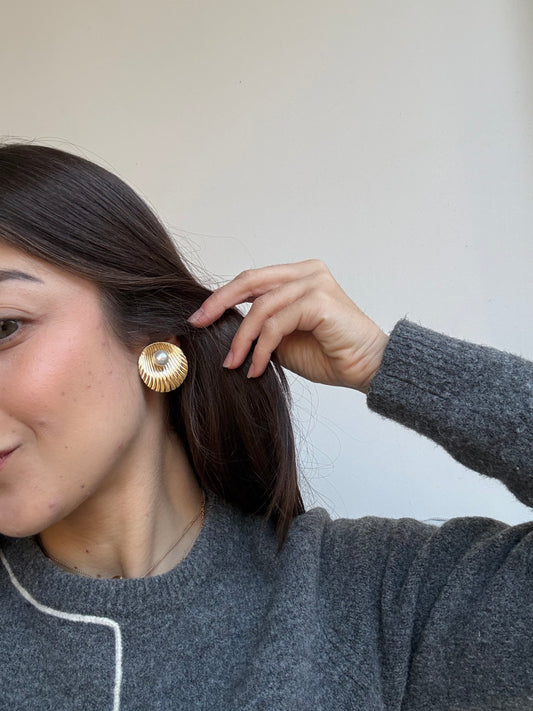 Boucles d’oreilles Napier vintage - Coquillage et perle