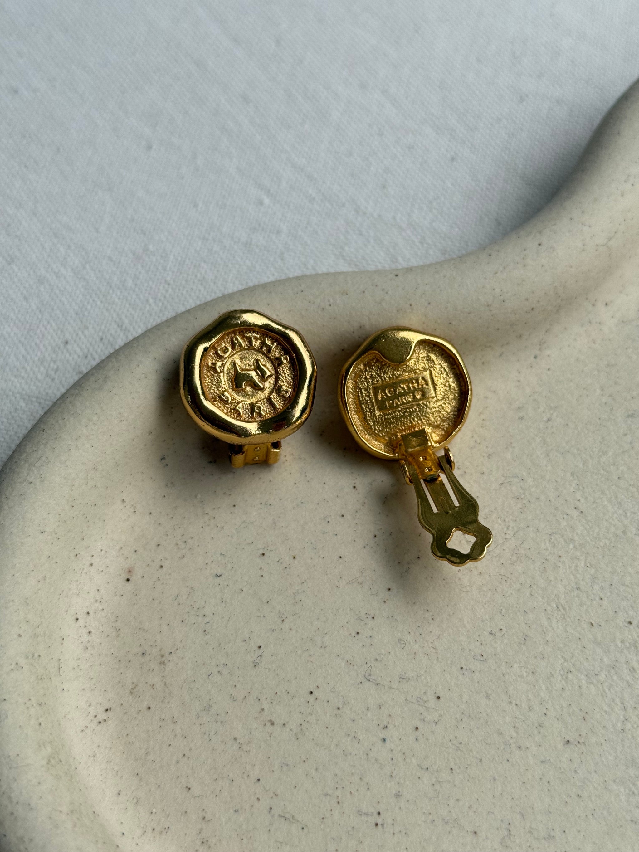 Boucles d’oreilles Agatha vintage - Sceau doré