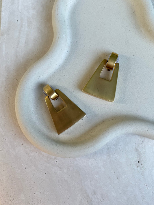 Boucles d’oreilles vintage - Pendantes dorées mates