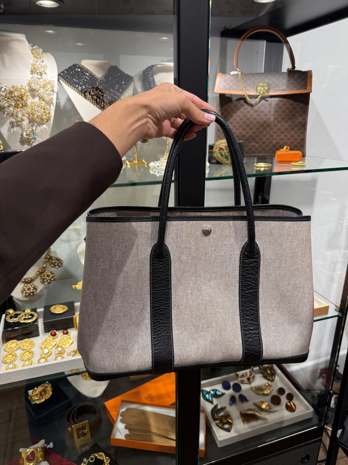 Sac Hermès vintage - Garden Party 36 en toile et cuir grainé