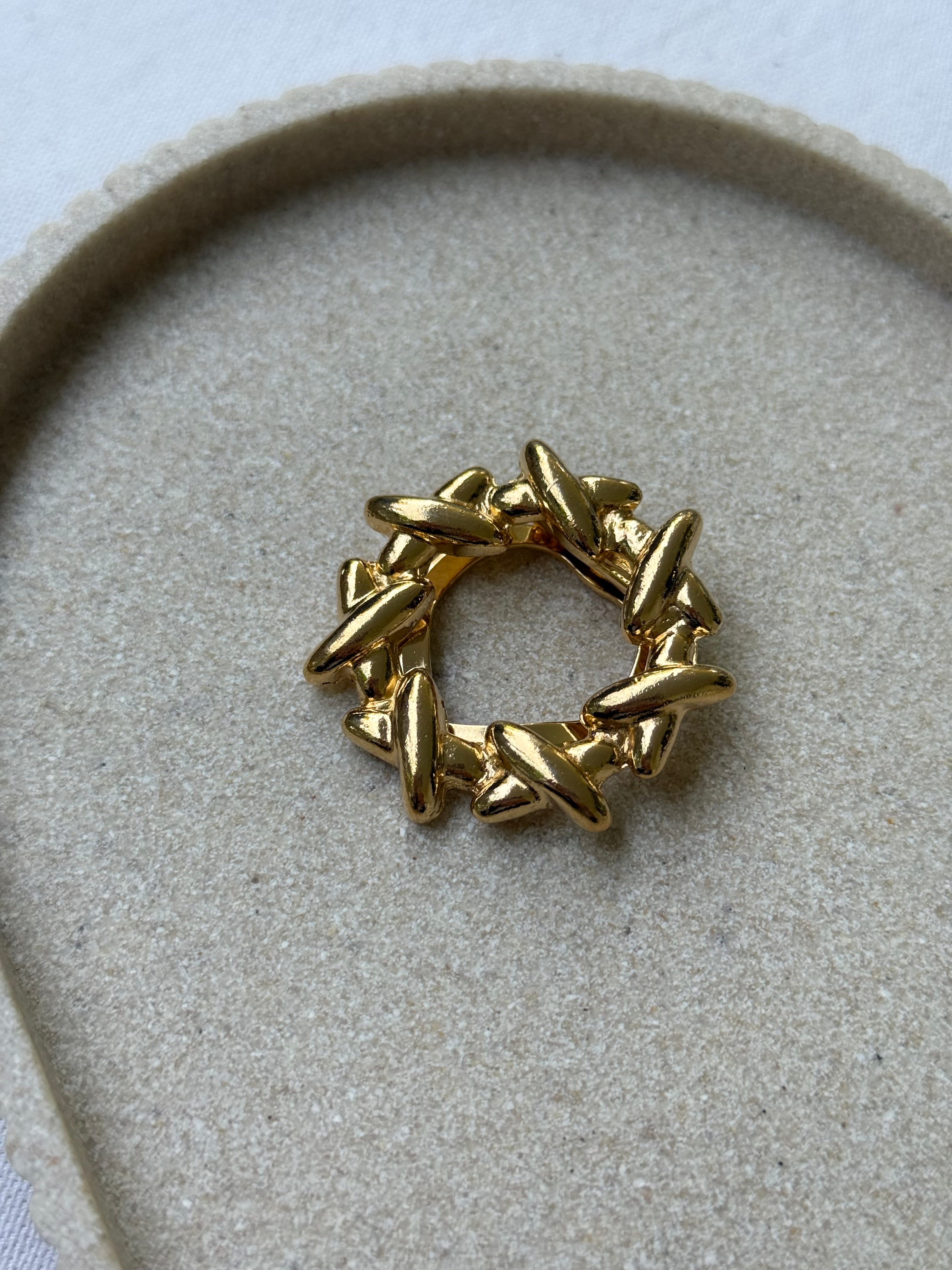 Anneau de foulard vintage - Croisillons dorés