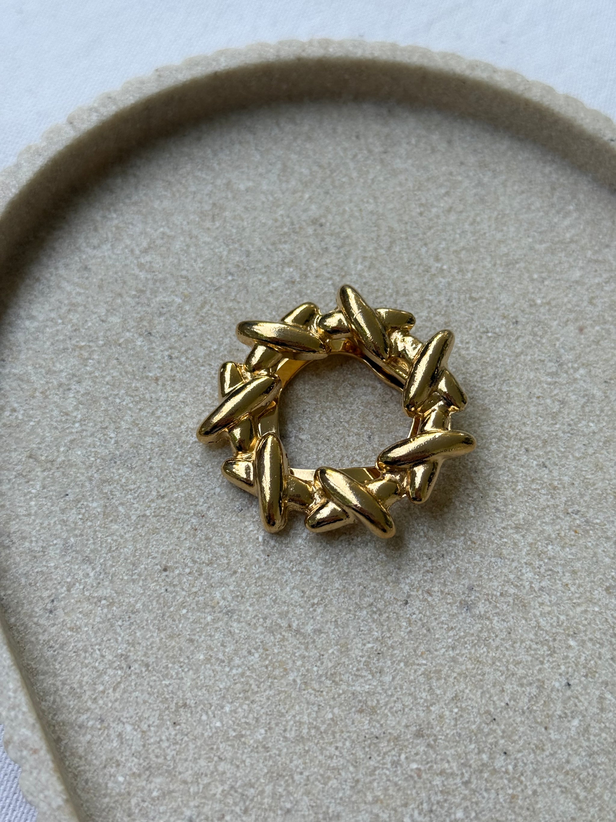 Anneau de foulard vintage - Croisillons dorés