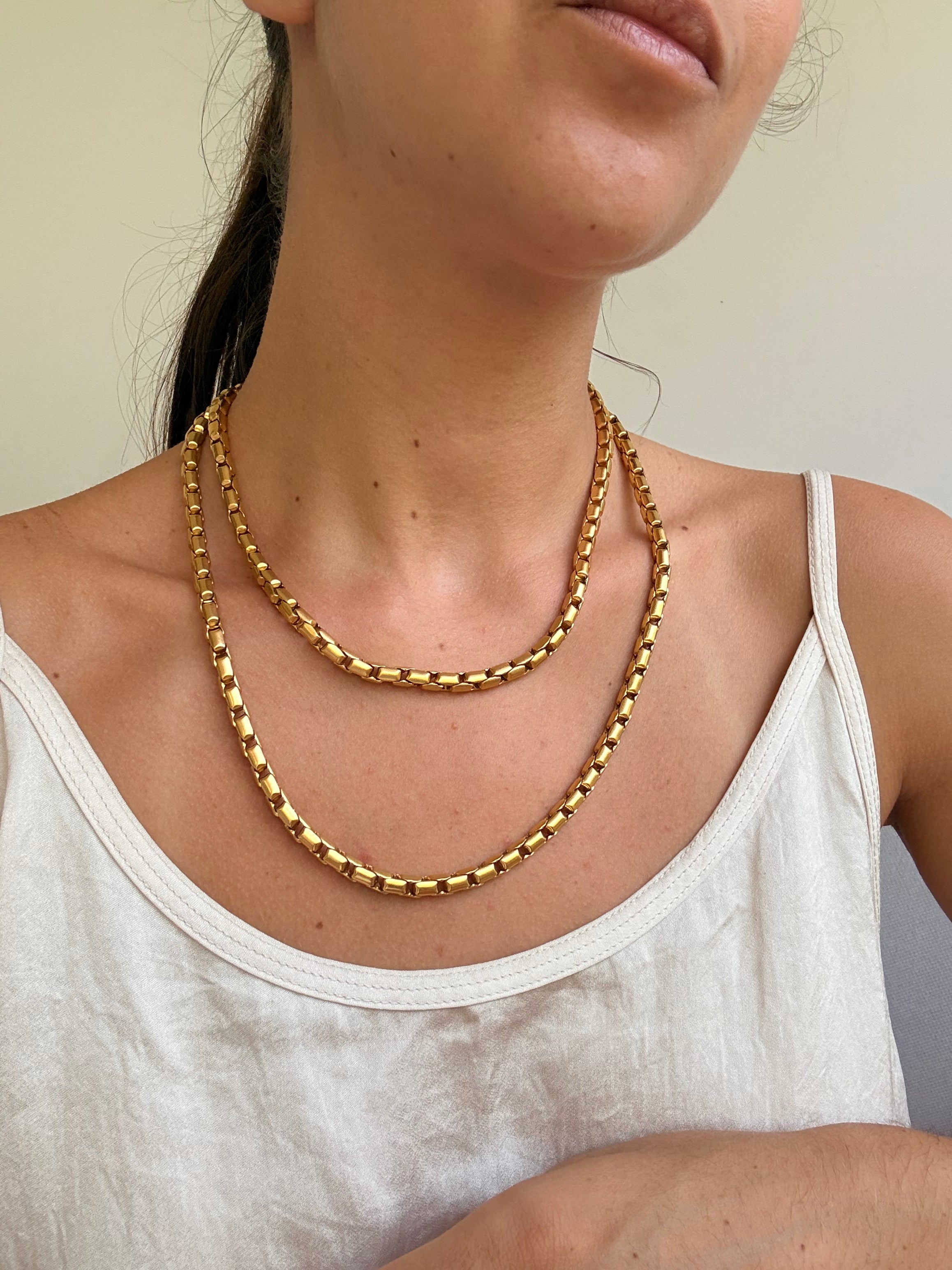 Sautoir Biche de Bere vintage - collier maille dorée