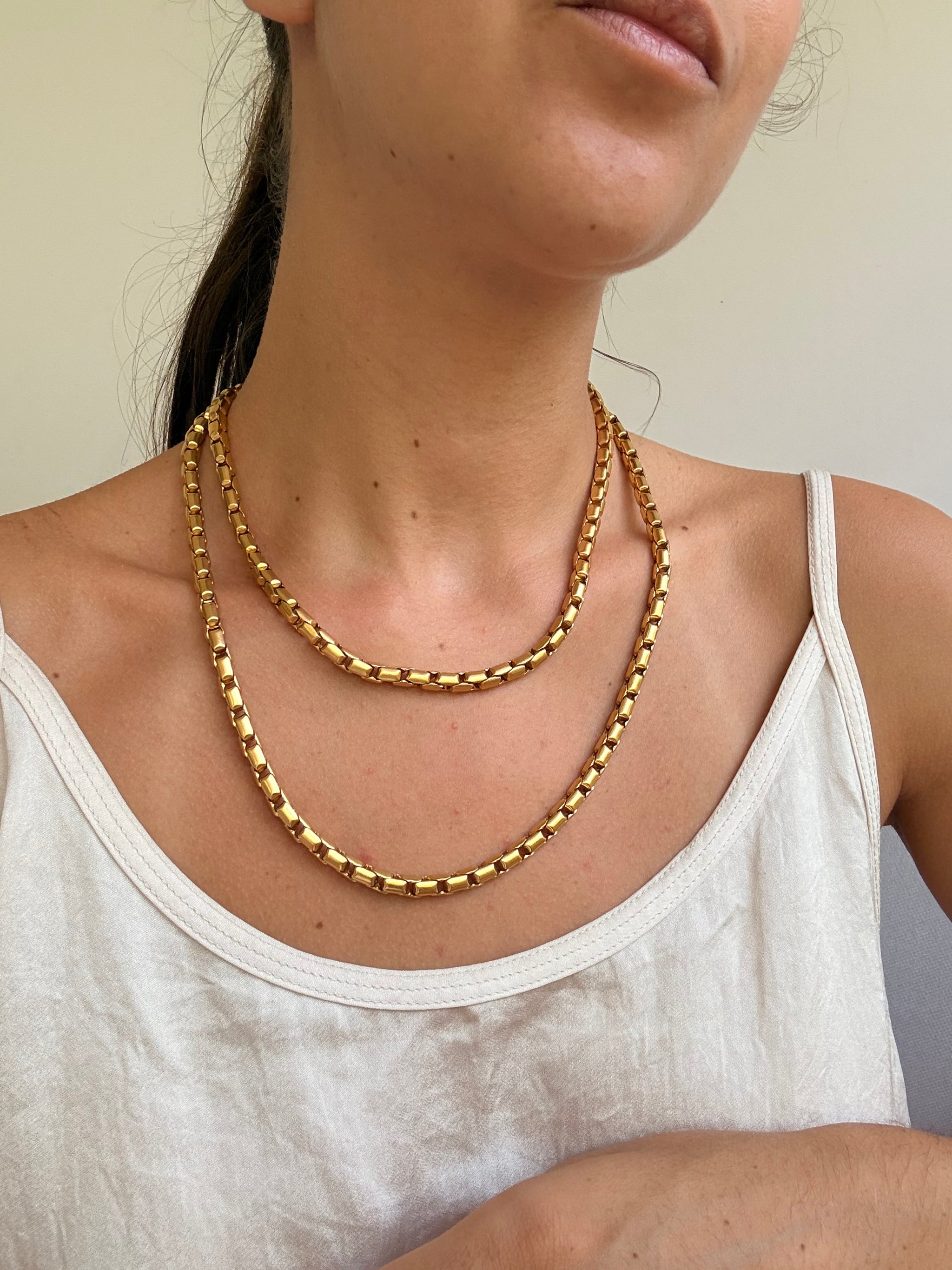 Sautoir Biche de Bere vintage - collier maille dorée