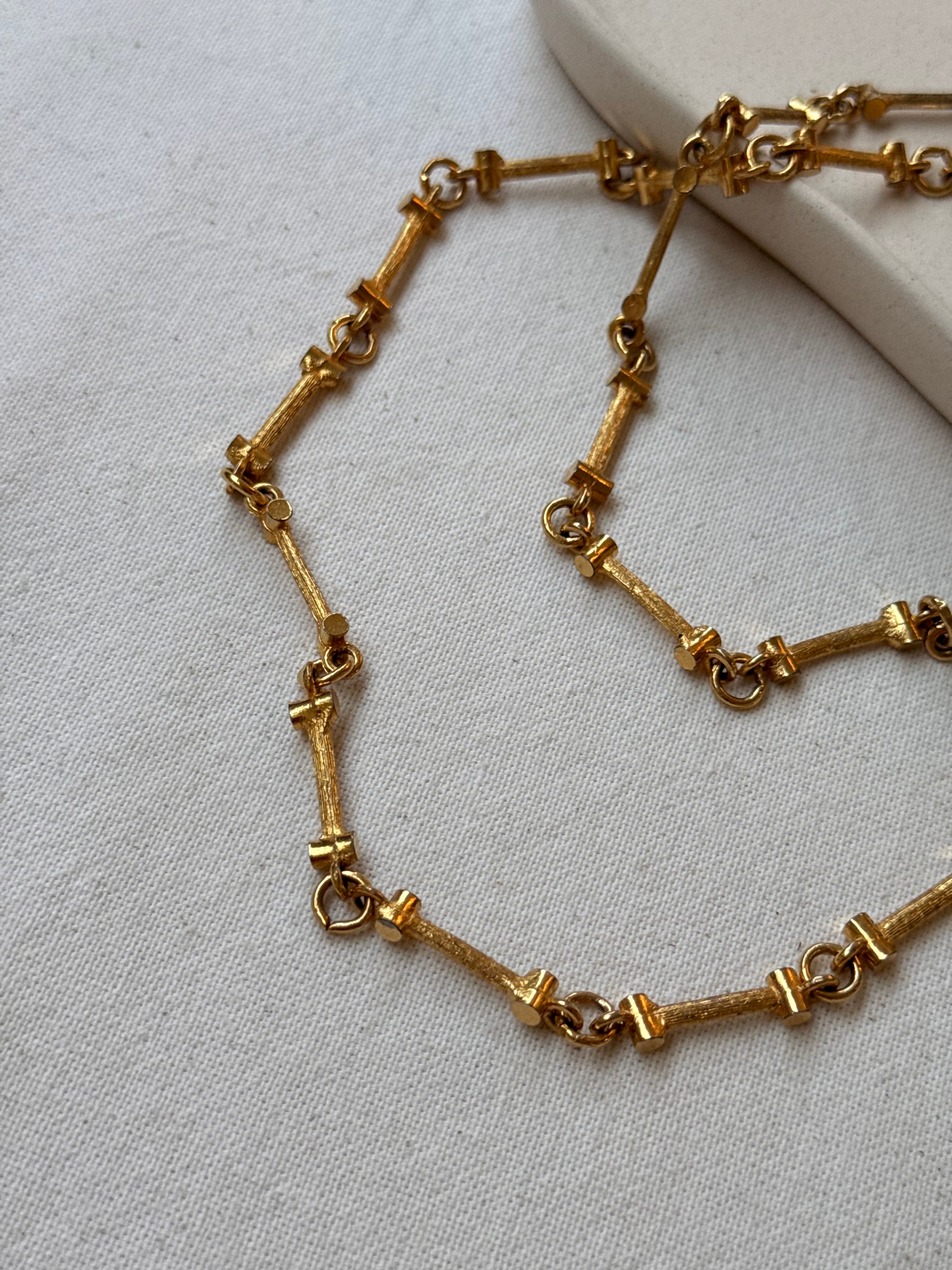Collier doré vintage - Sautoir maillons graphiques