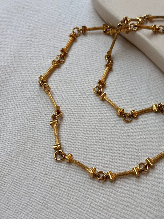 Collier doré vintage - Sautoir maillons graphiques