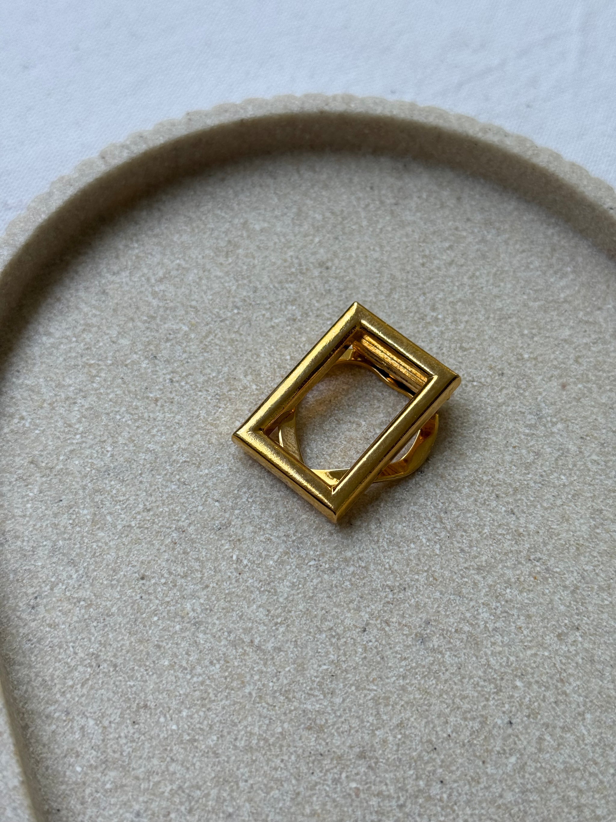 Anneau de foulard vintage - Cadre géométrique doré