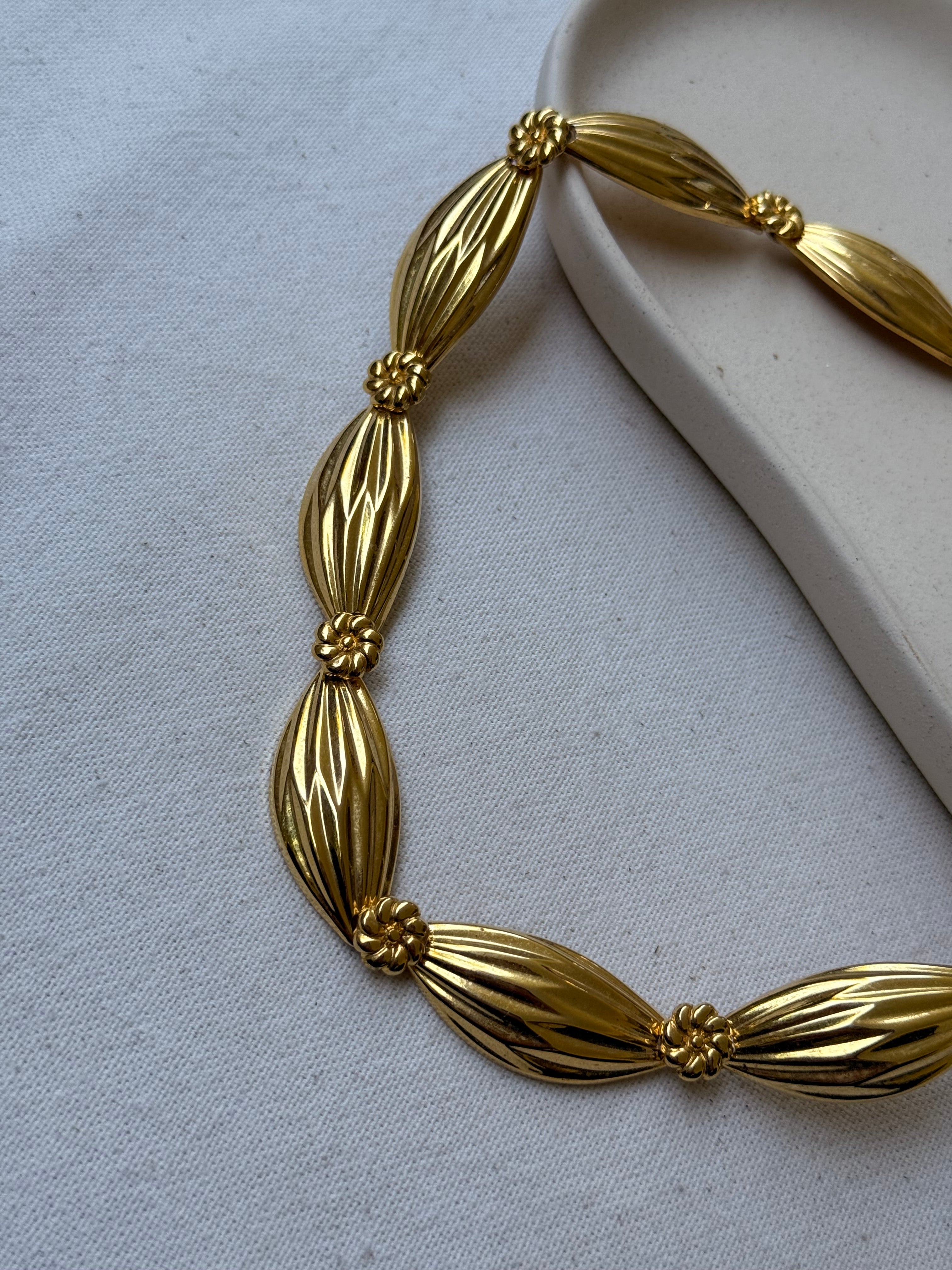 Collier doré vintage - Maillons bombés matelassés