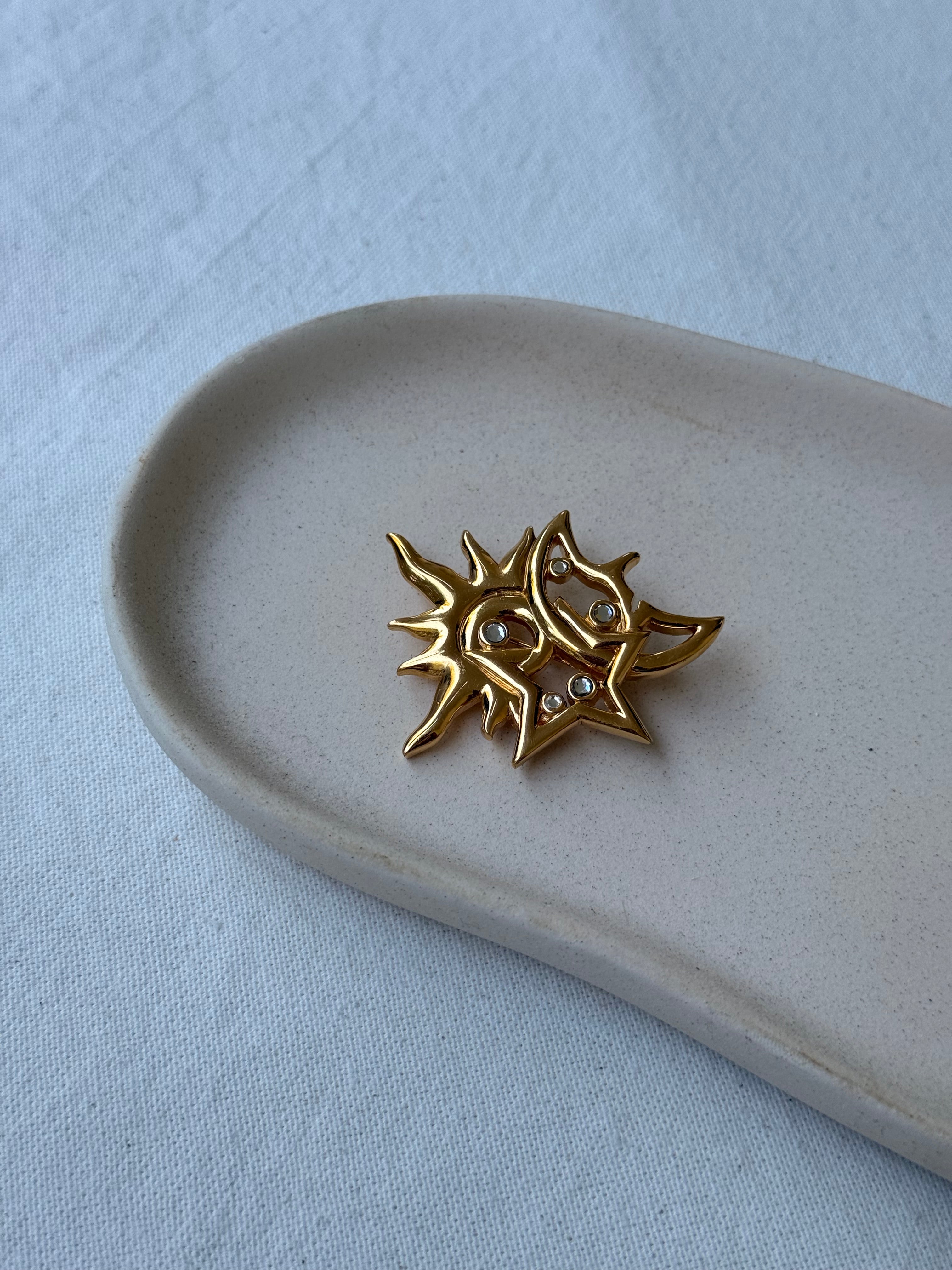 Broche Gontié vintage - Symboles célestes