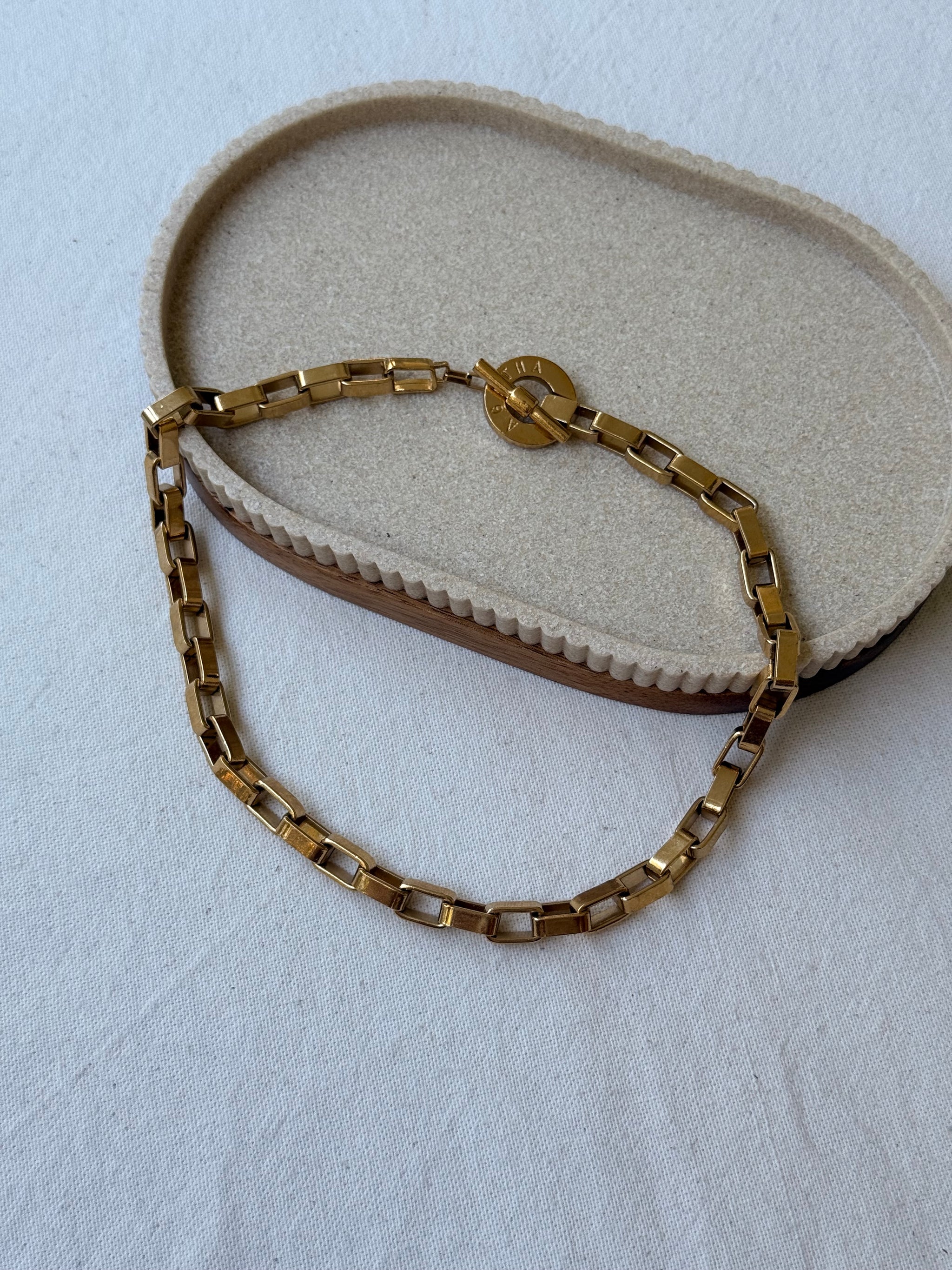 Collier Agatha Vintage - Maille rectangulaire dorée