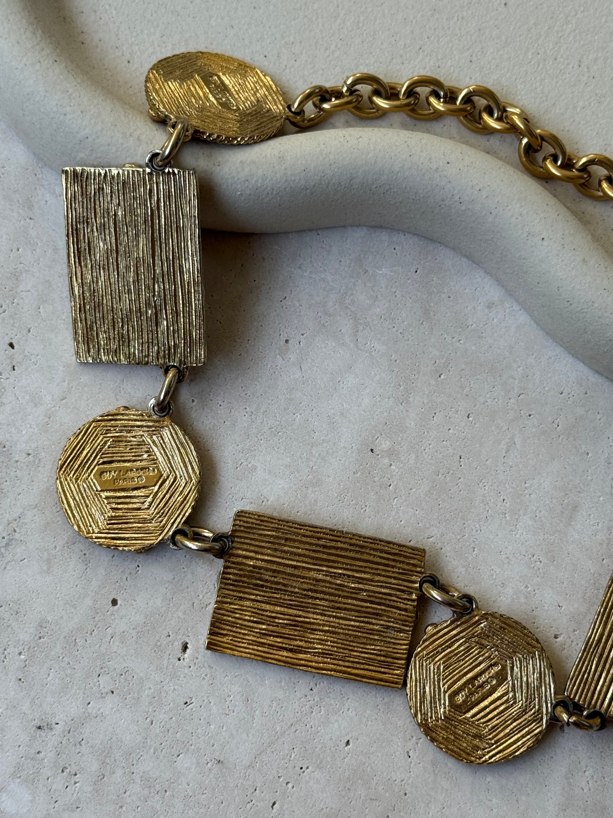 Collier vintage Guy Laroche - Maillons géométriques