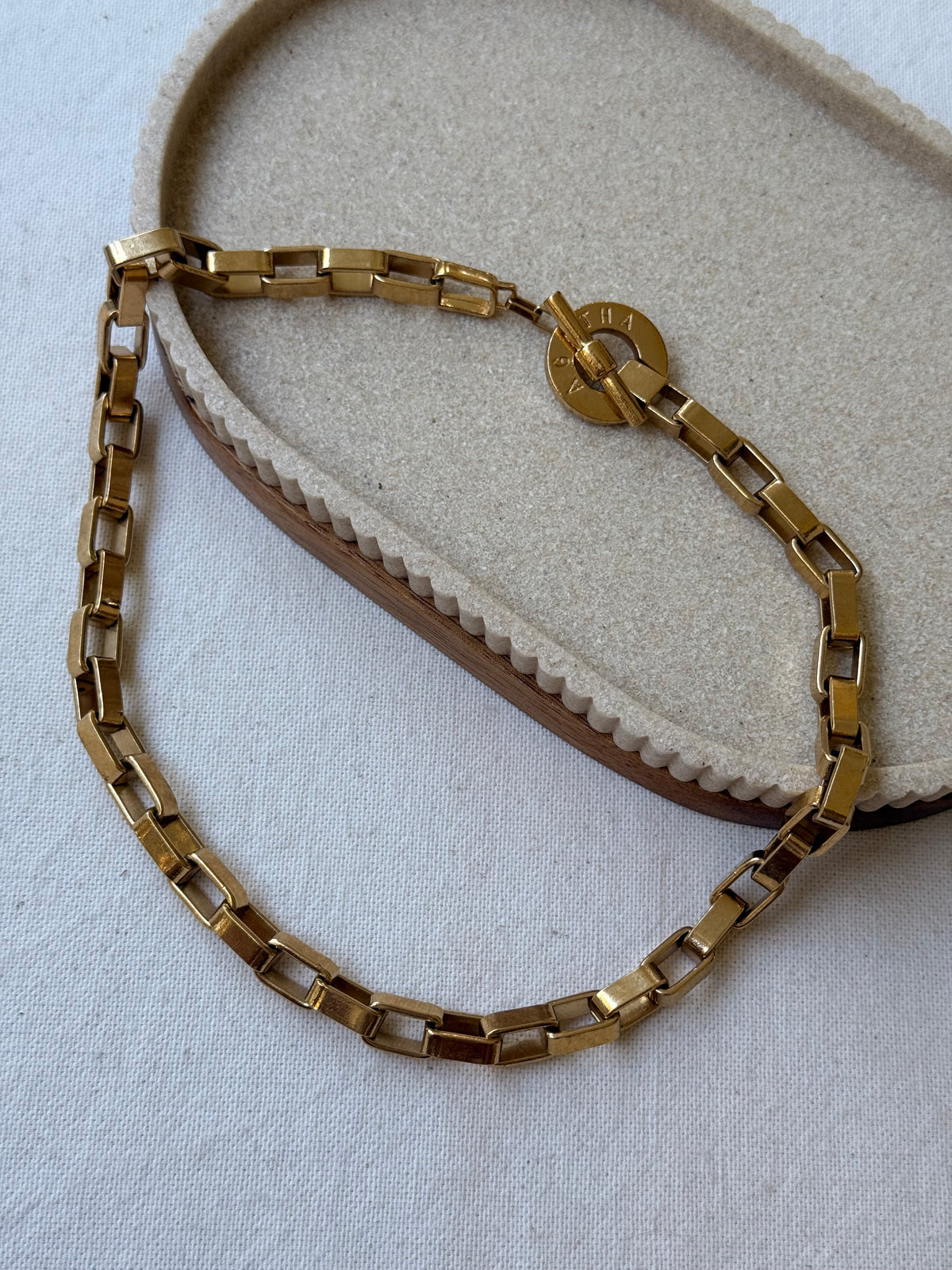 Collier Agatha Vintage - Maille rectangulaire dorée