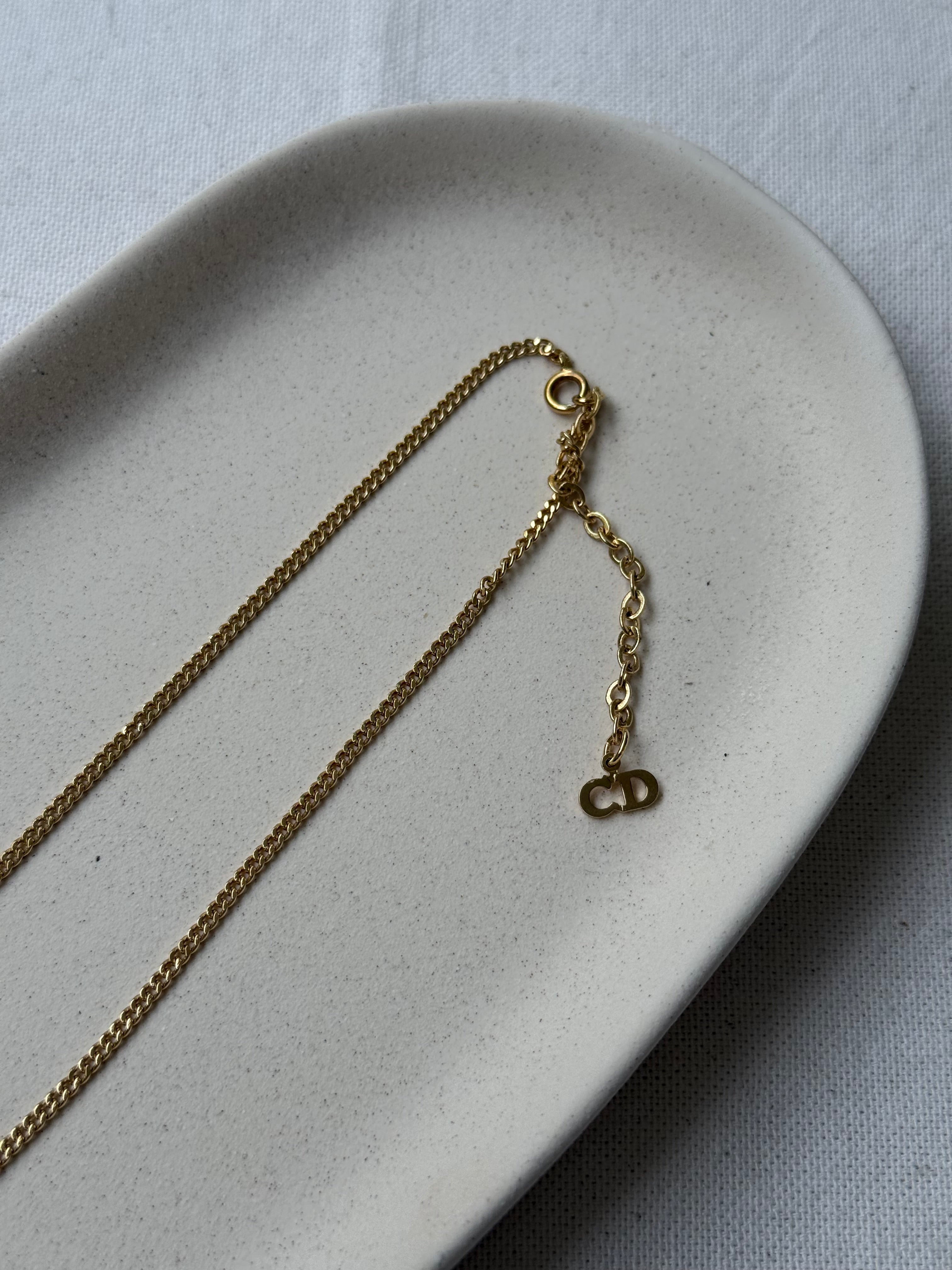 Vintage Christian Dior Necklace - CD Inscription Medallion