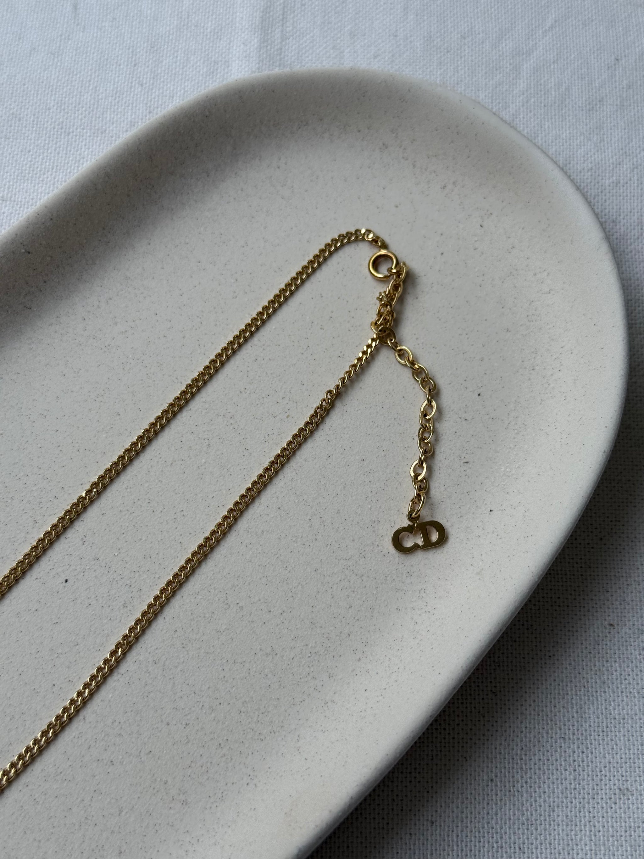 Vintage Christian Dior Necklace - CD Inscription Medallion