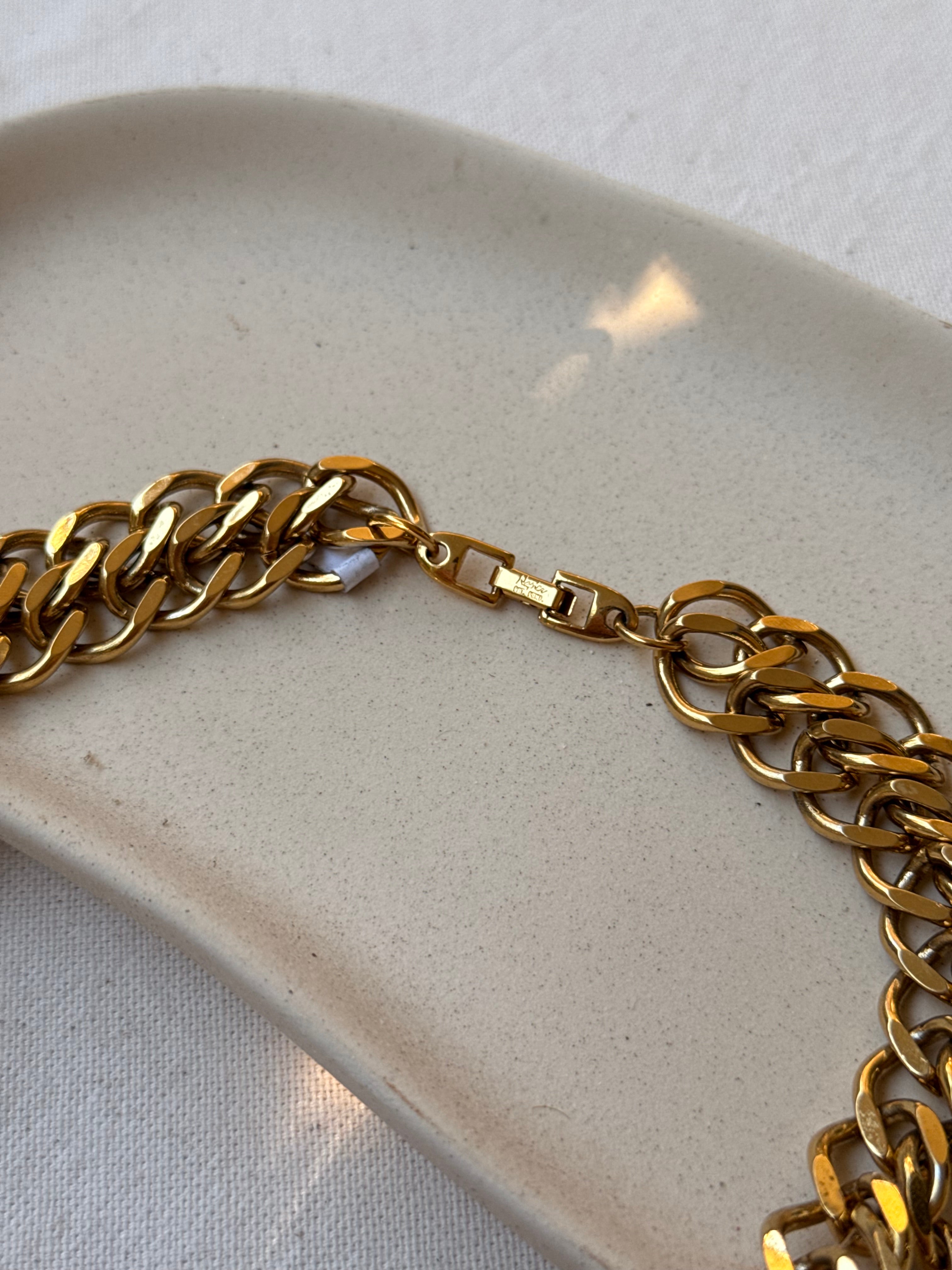 Collier Napier vintage - Maille double dorée
