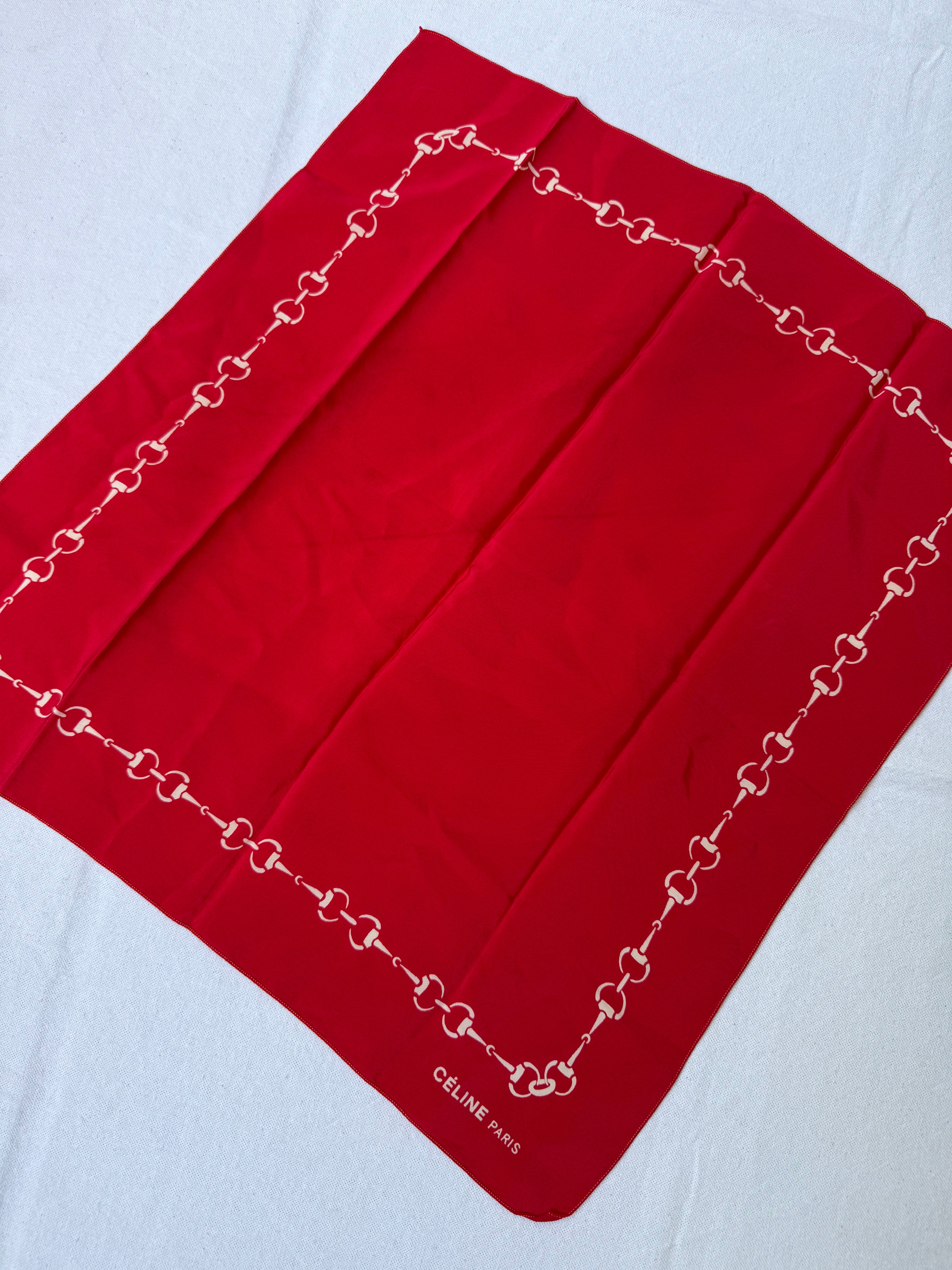Celine Scarf – Red chain print