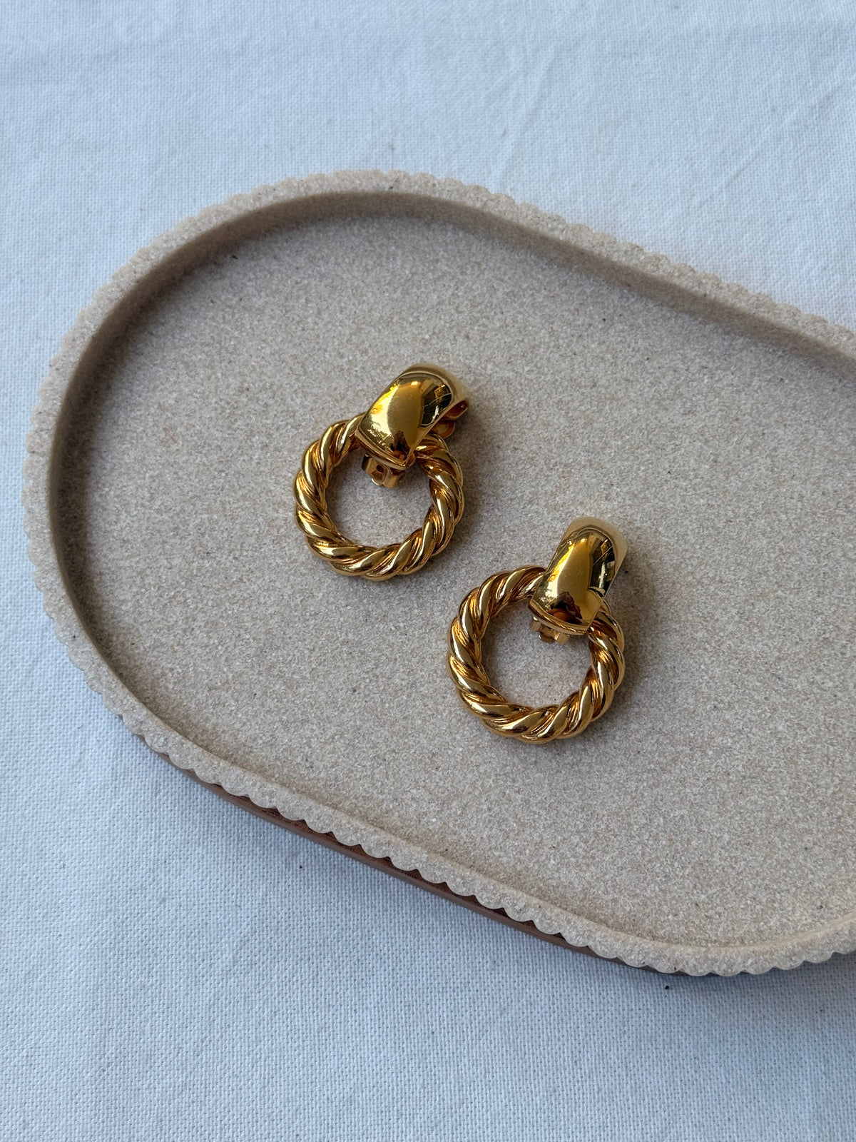 Boucles d’oreilles Céline vintage - Anneaux torsadés dorés amovibles