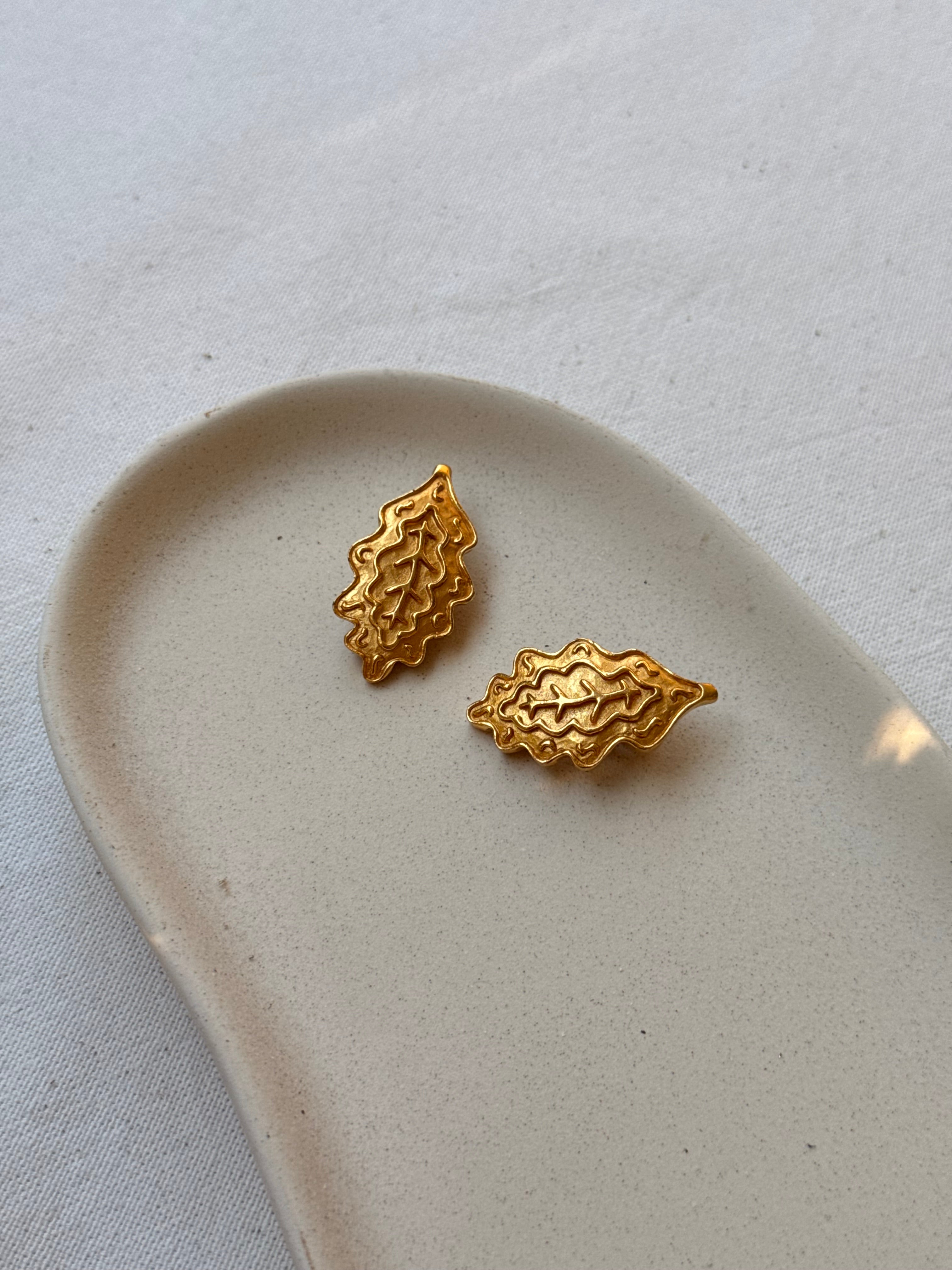Boucles d’oreilles Inès de La Fressage vintage - Feuilles dorées