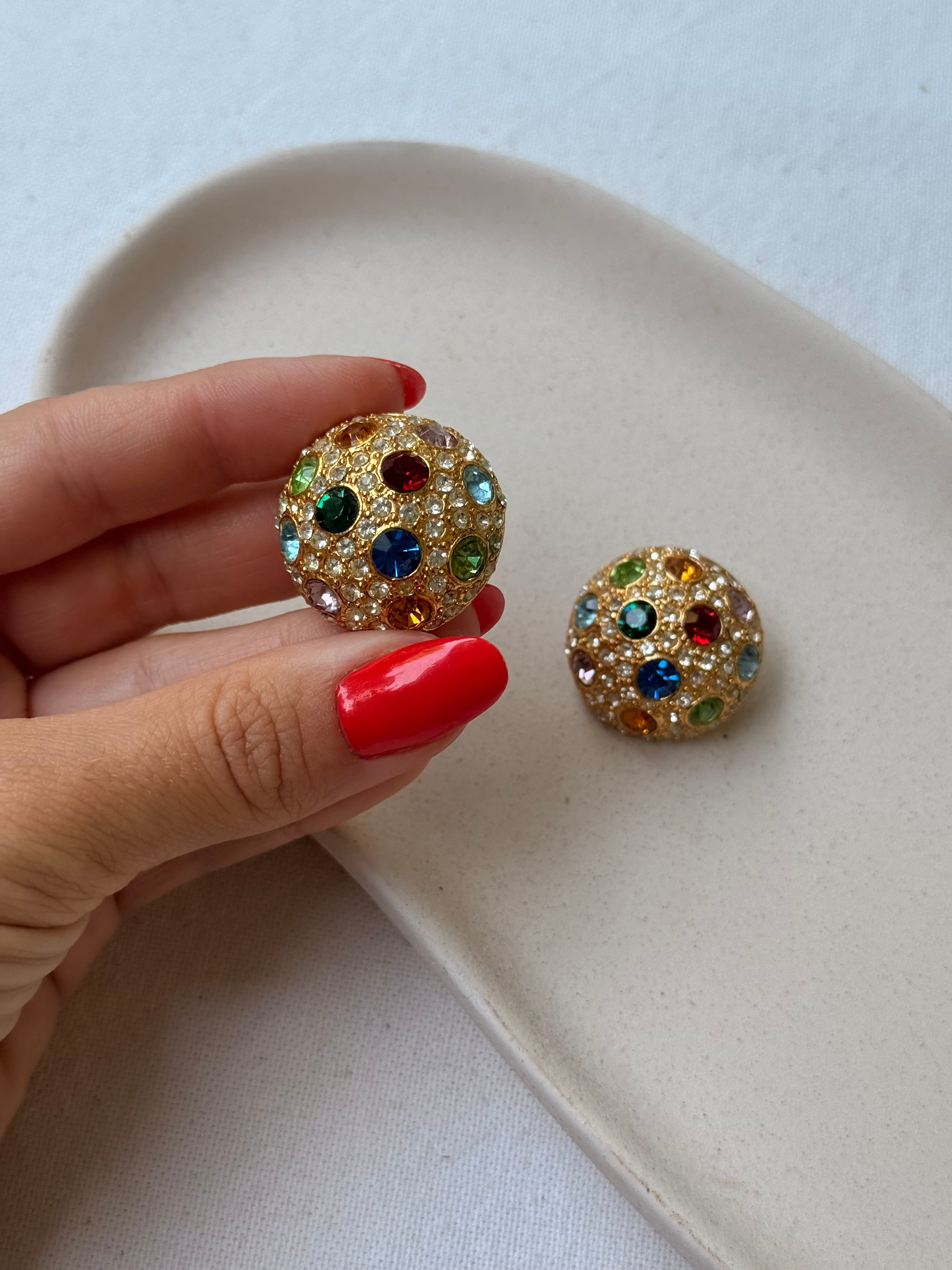 Boucles d’oreilles vintage - Cabochons multicolores