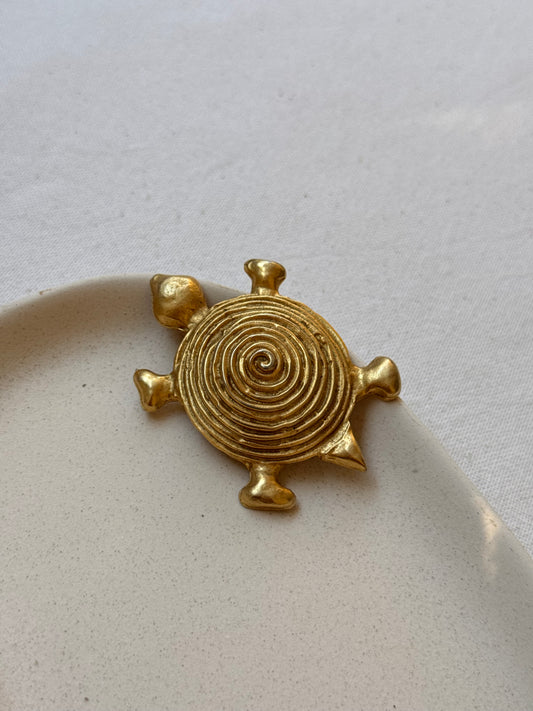 Broche vintage - Tortue dorée