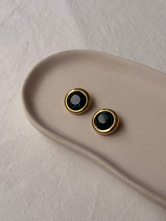 Boucles d’oreilles David Grau vintage - Cabochons bleu vert
