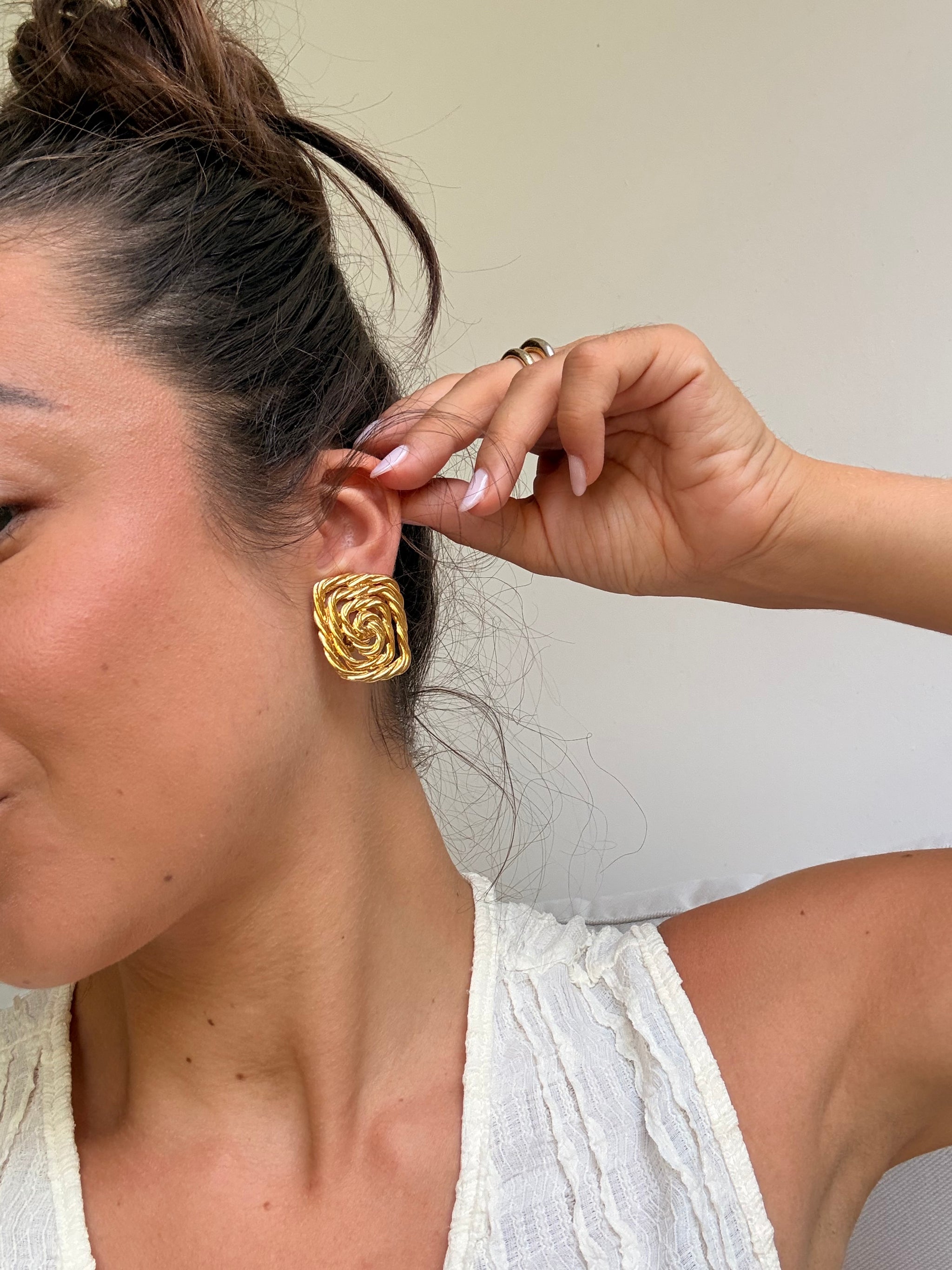 Boucles d’oreilles vintage - Spirales entrelacées