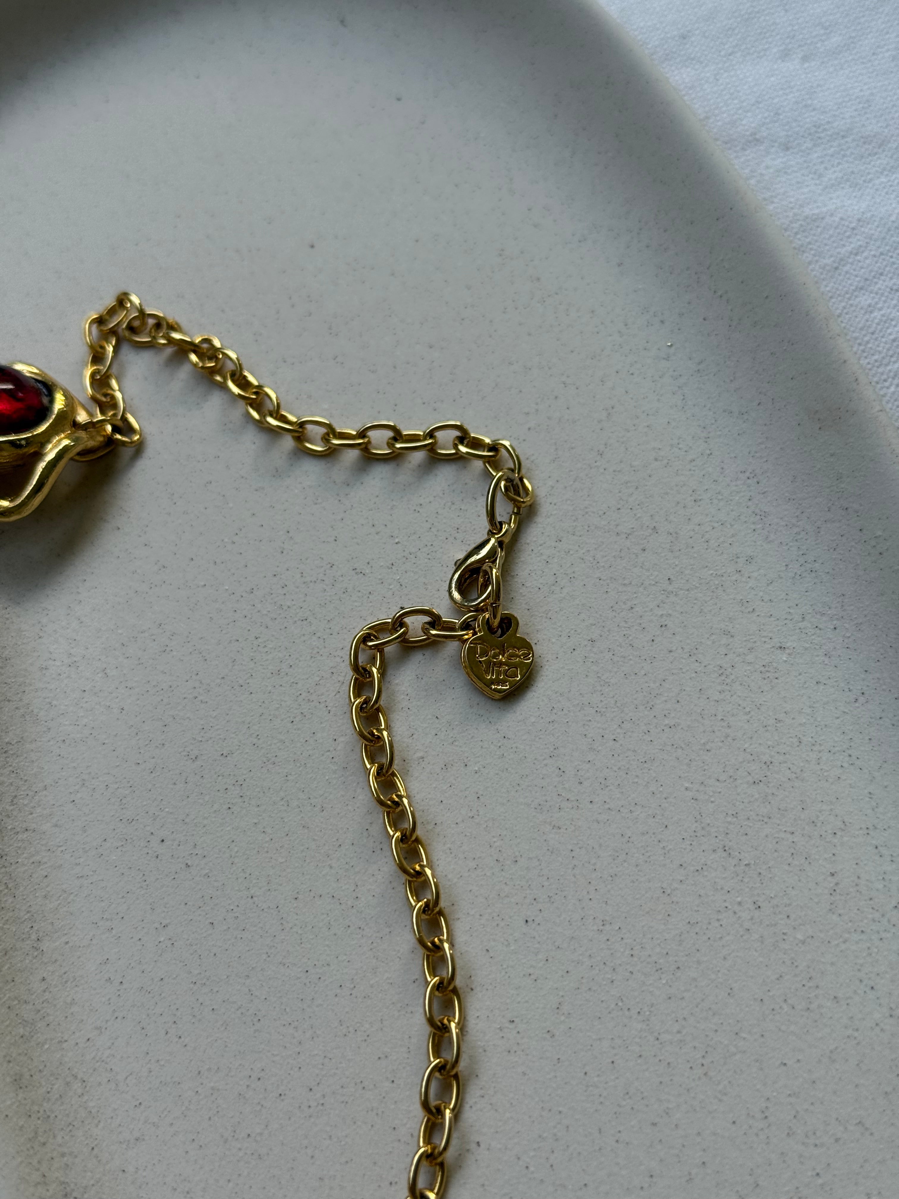 Collier Dolce Vita vintage - Cabochon résine rouge