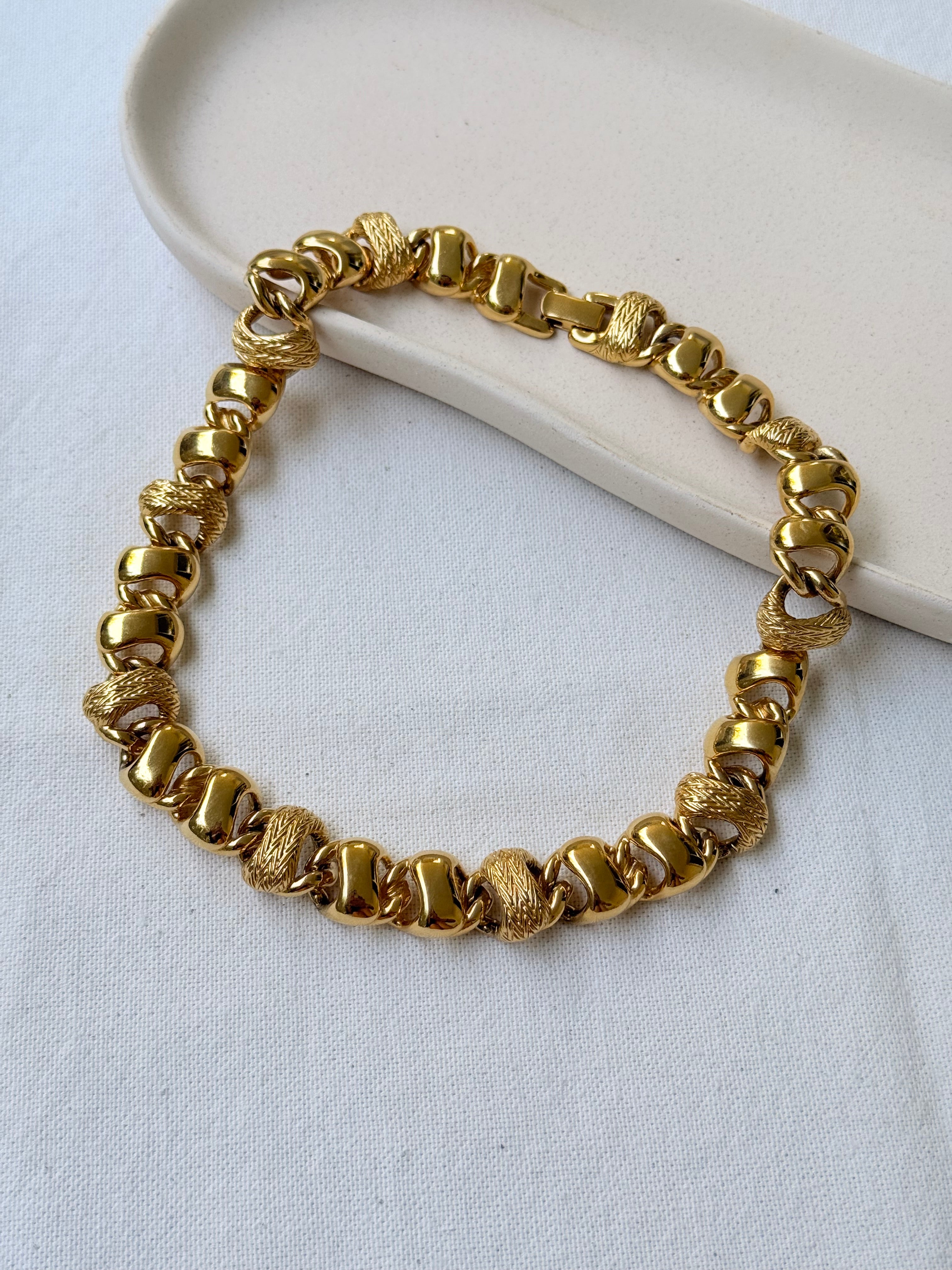 Collier Monet vintage - Maille torsadée dorée