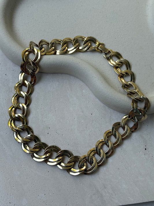 Collier vintage double maille dorée