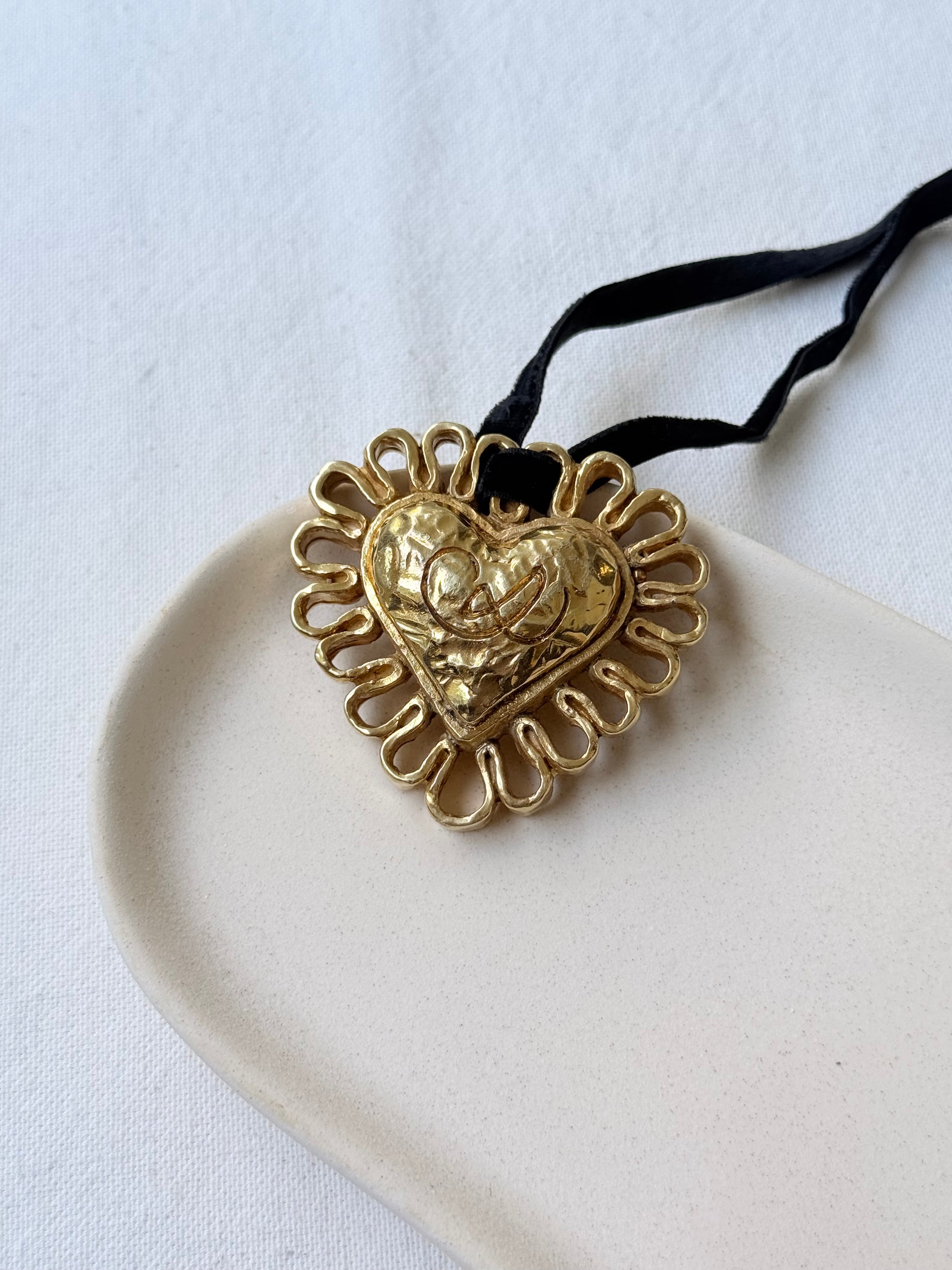 Pendentif Christian Lacroix vintage - Cœur doré XXL