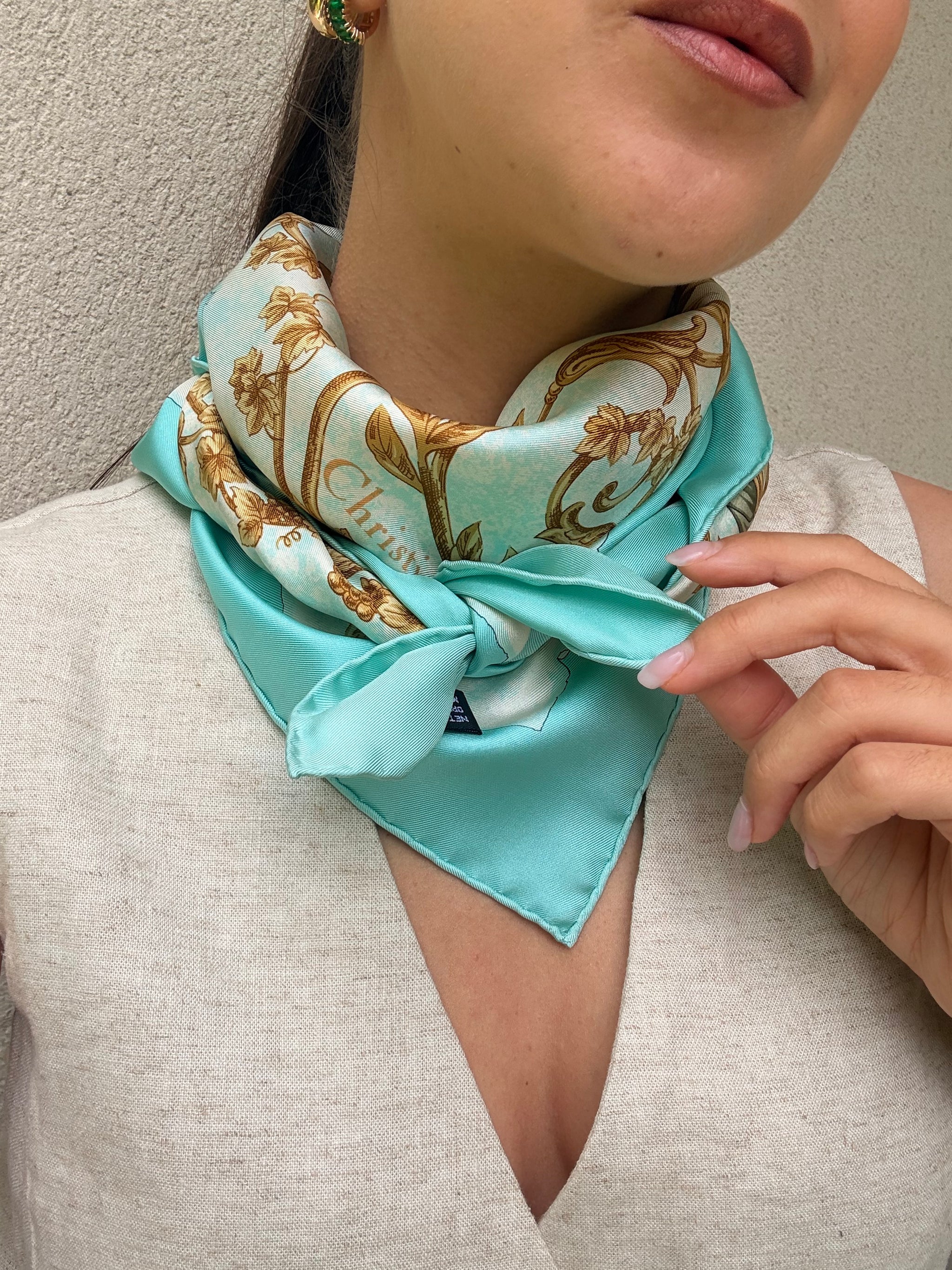 Foulard Christian Dior – Carte ancienne, voiliers et montgolfières