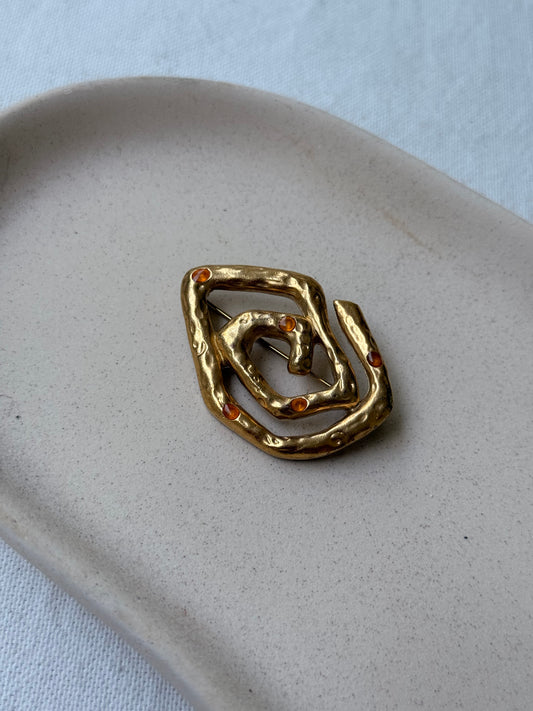 Broche Jacques Esterel vintage - Motif spirale dorée