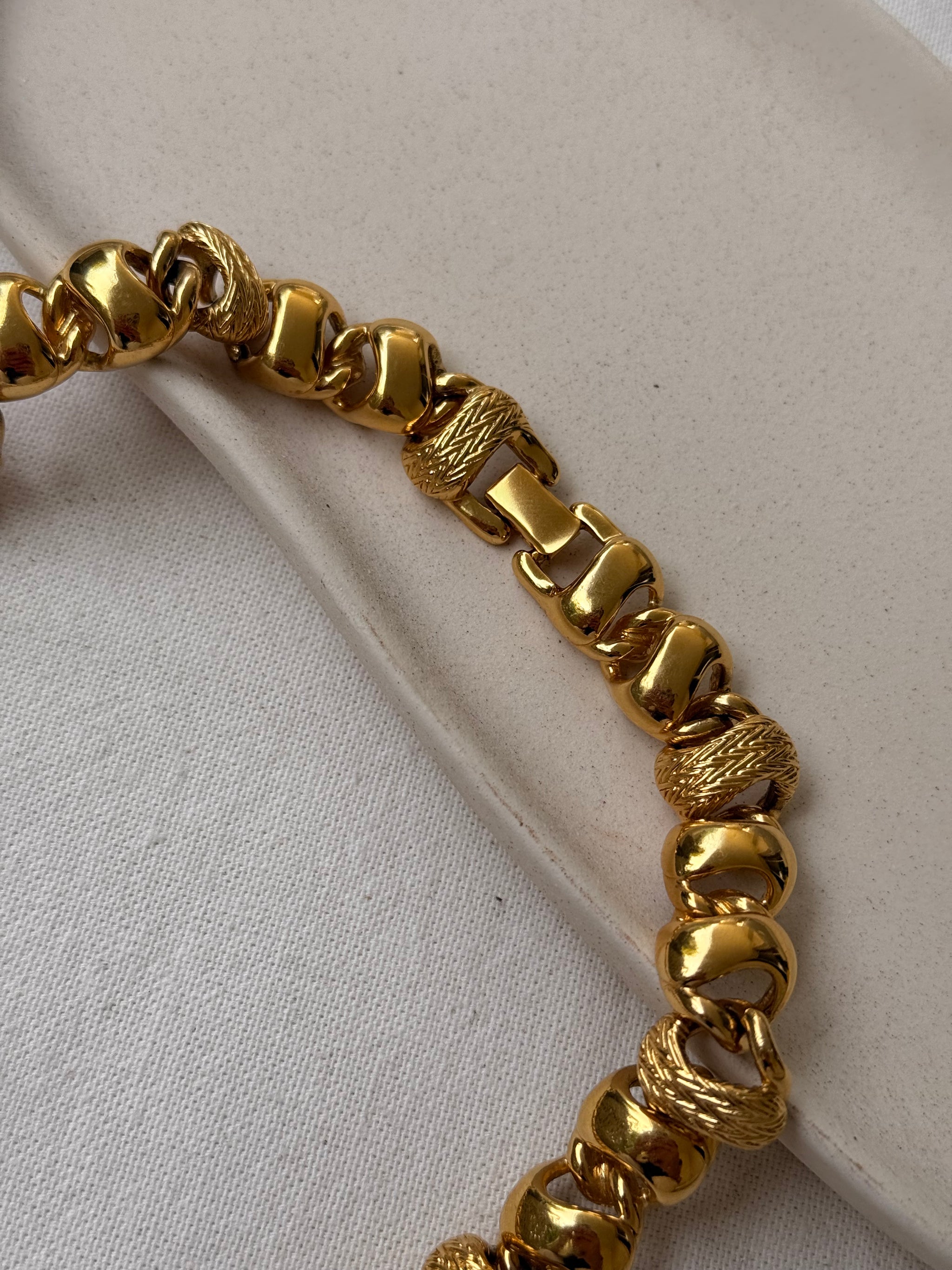 Collier Monet vintage - Maille torsadée dorée