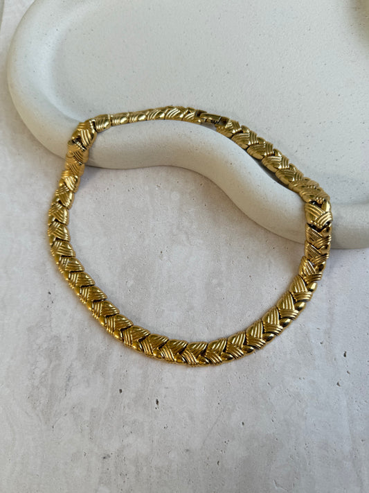 Collier Monet vintage - Maille dorée texturée