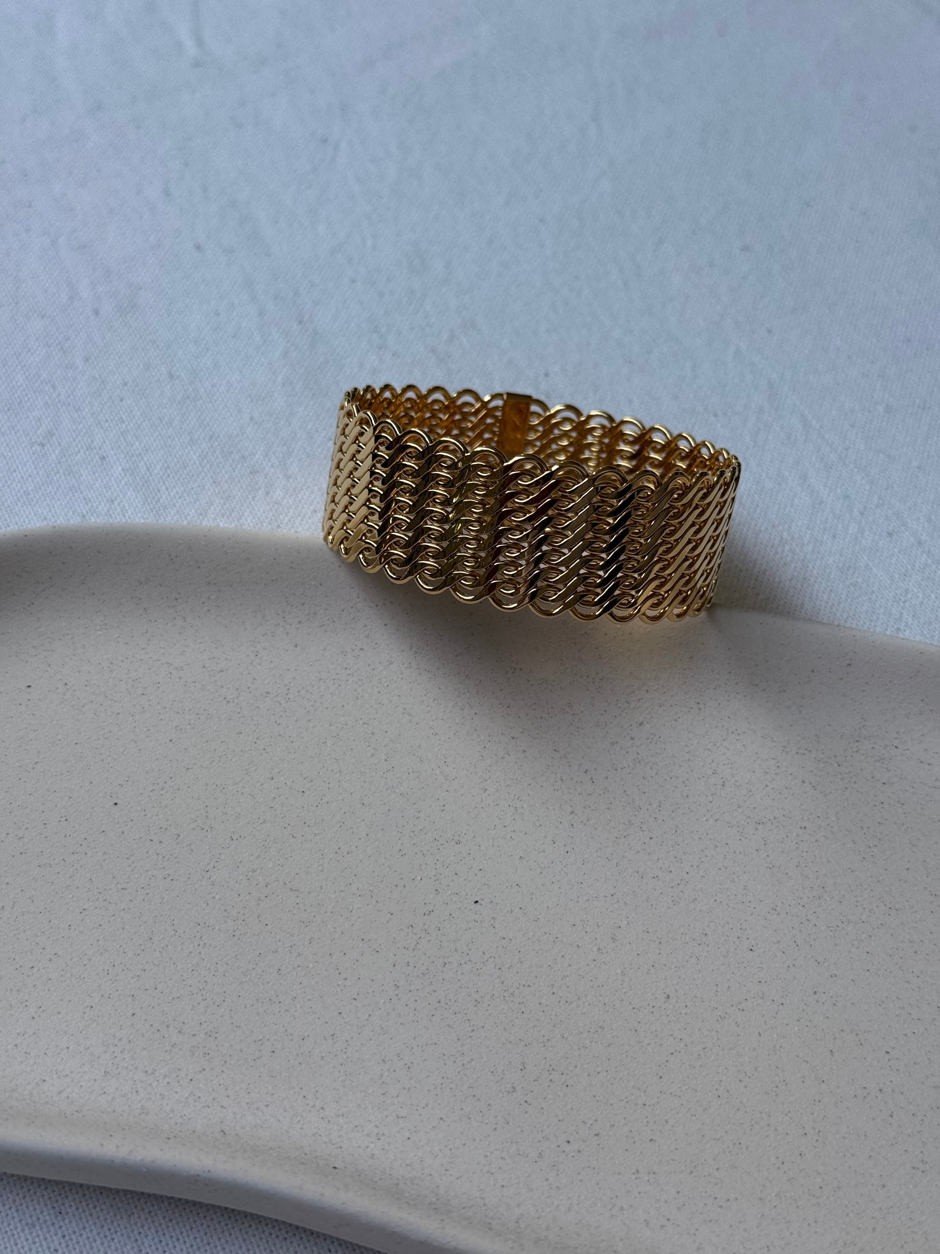 Bracelet Trifari vintage - Jonc tressé doré