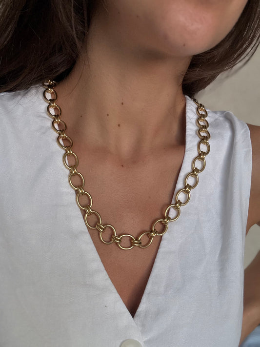 Collier long vintage - Maille ovale dorée