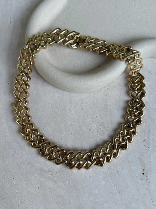 Collier doré vintage - Maille tressée dorée
