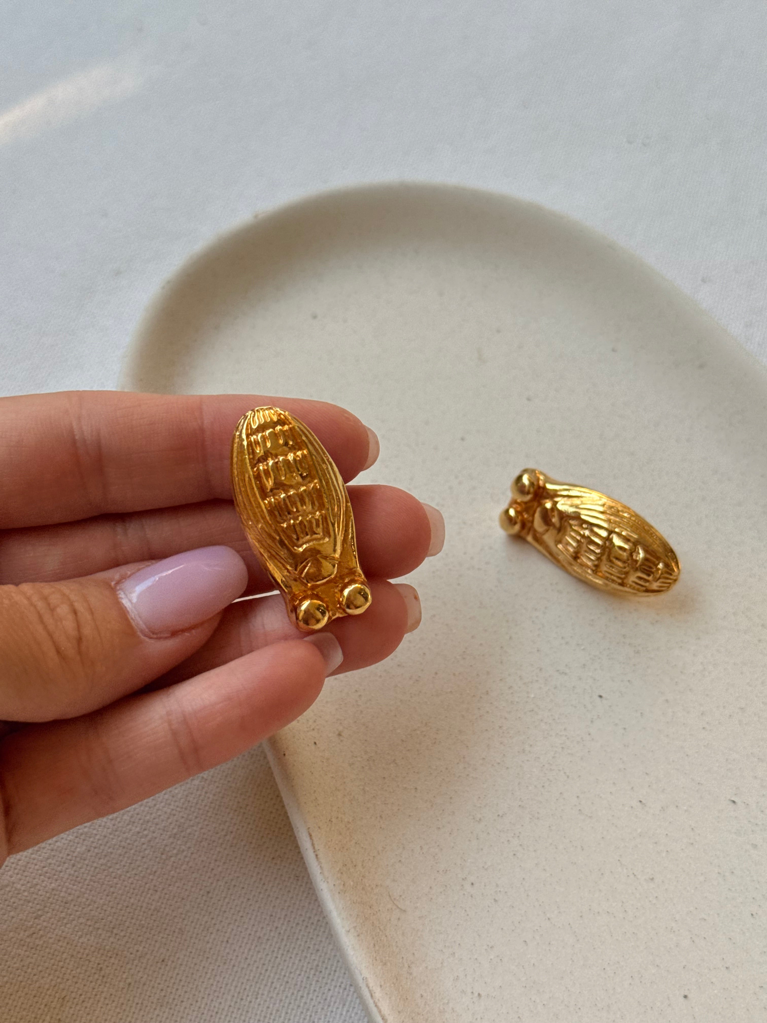 Boucles d’oreilles Caron vintage - Cigales dorées