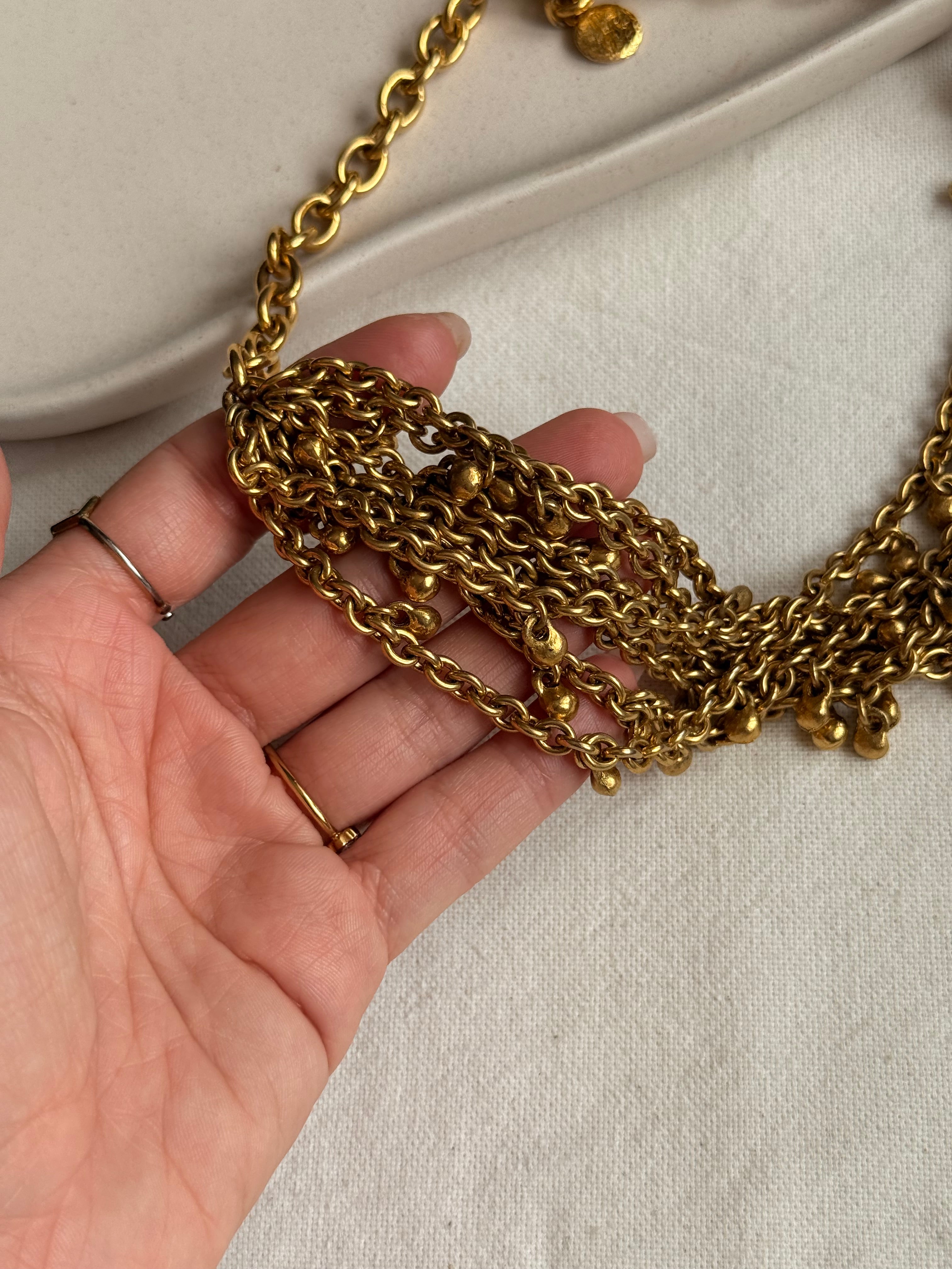 Collier Sonia Rykiel vintage - Cascade de chaînes dorées