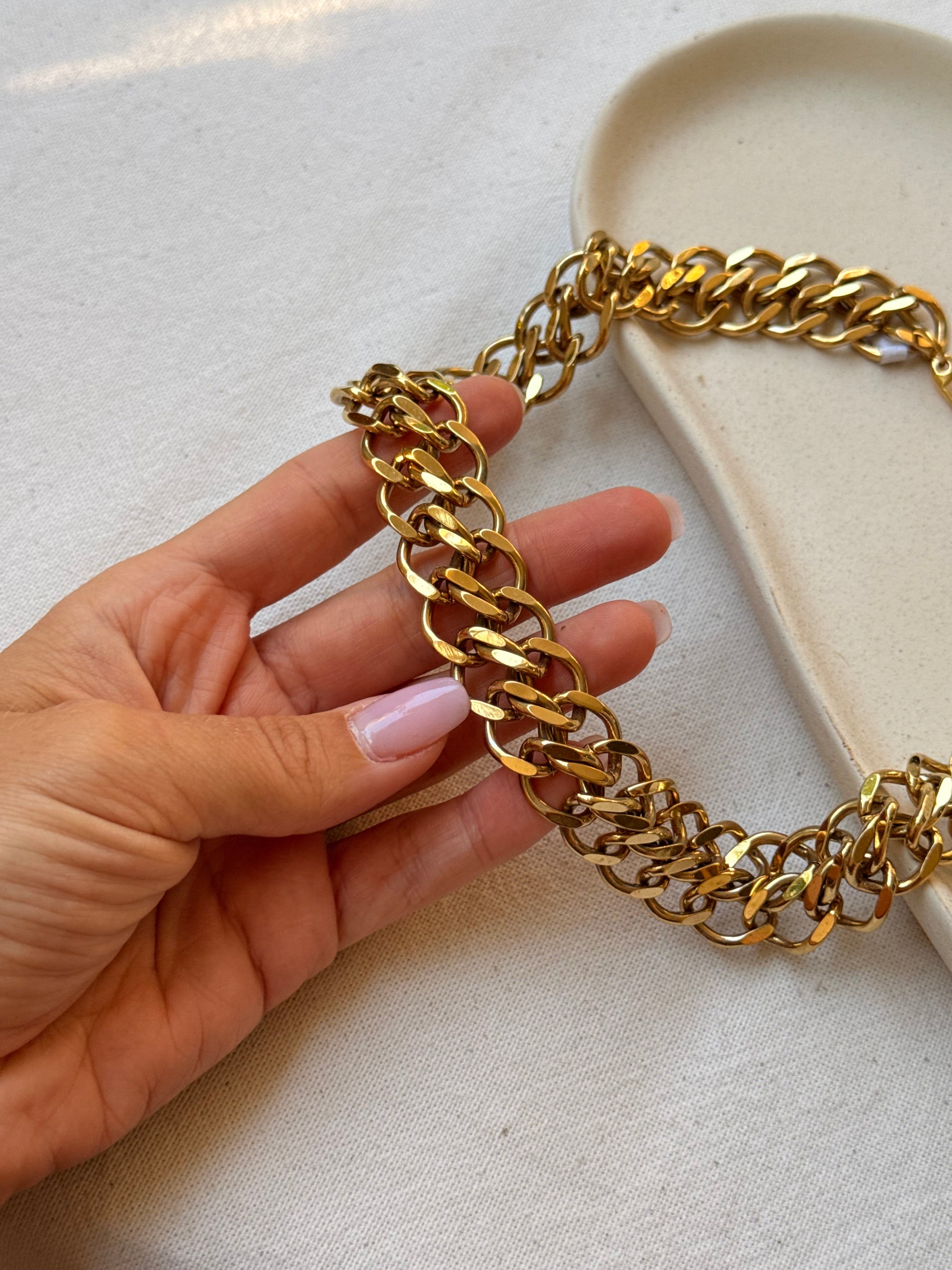 Collier Napier vintage - Maille double dorée