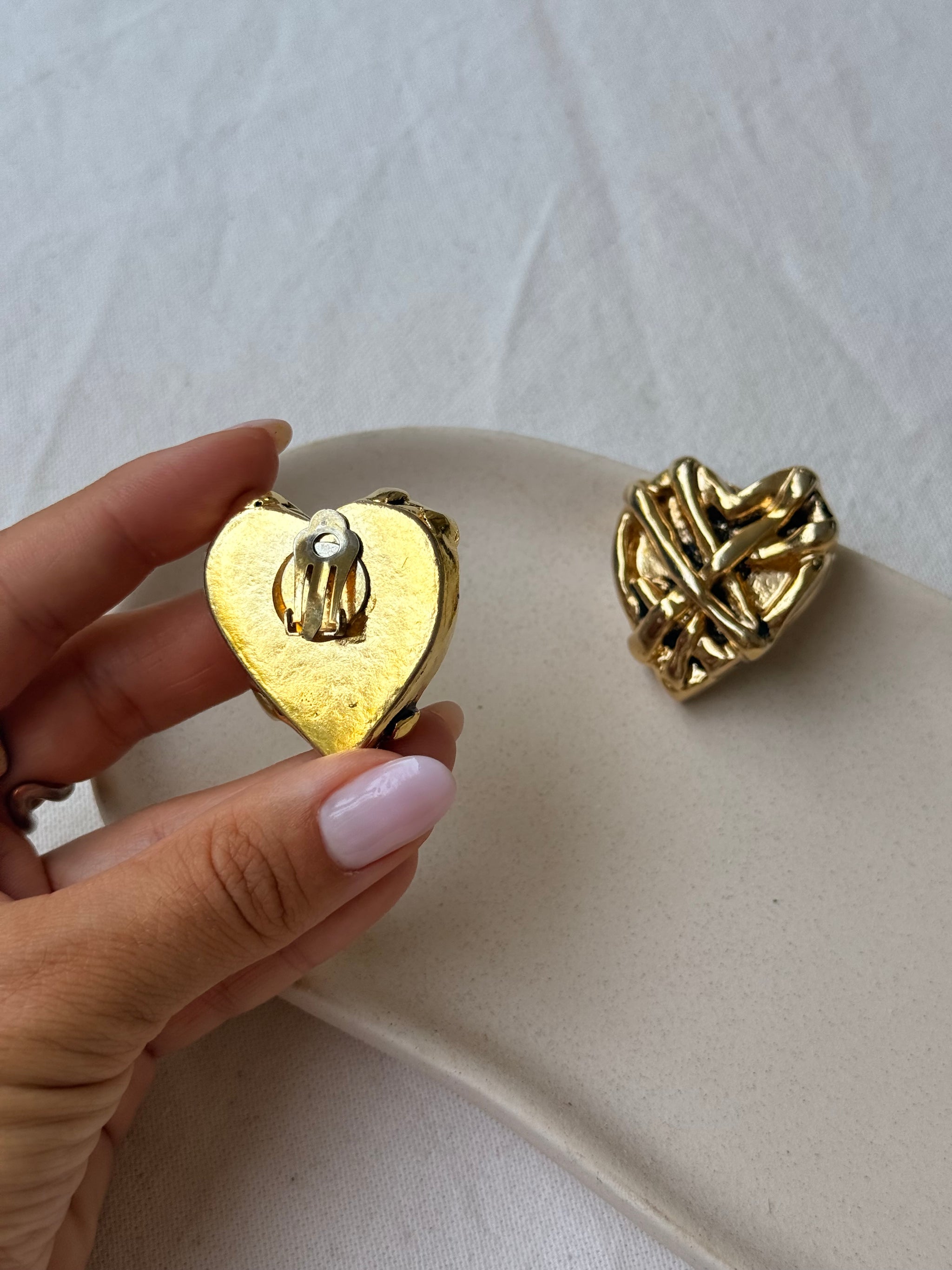Boucles d’oreilles vintage - Cœurs XXL en résine