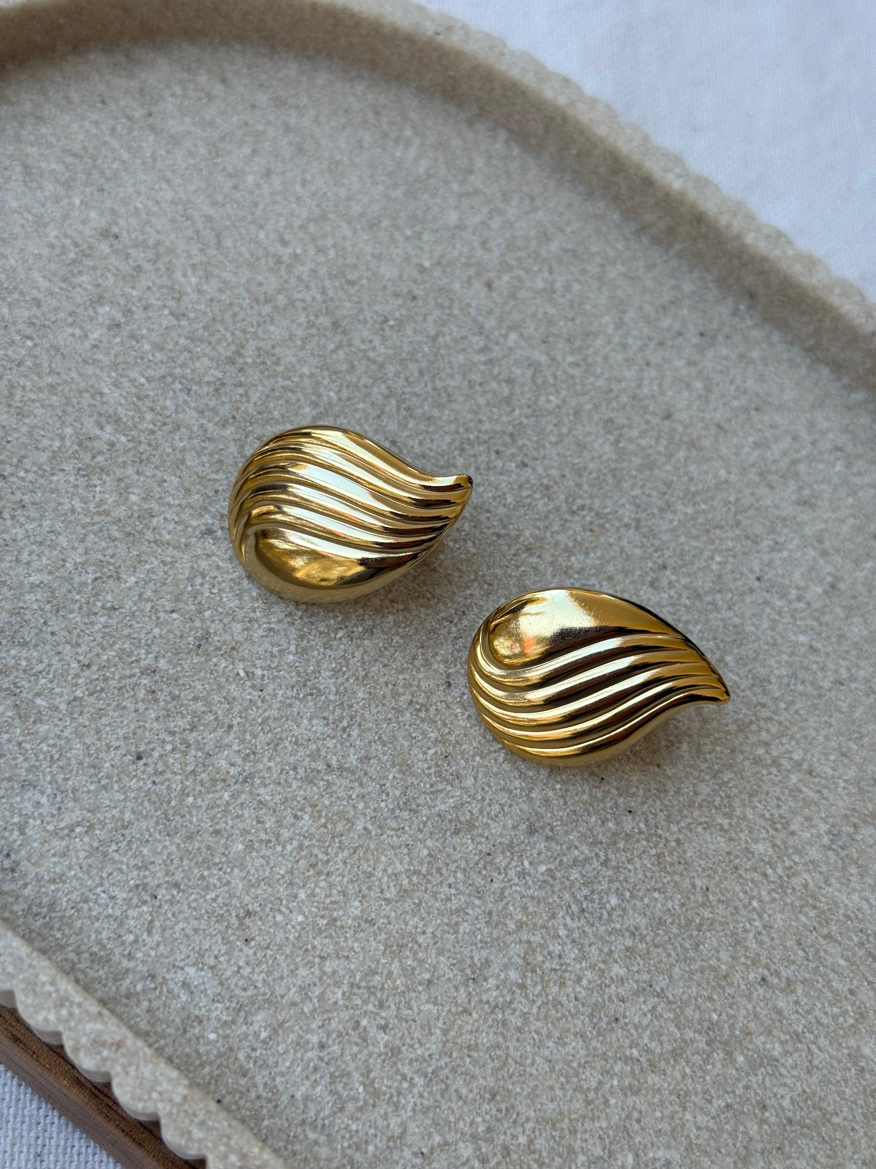 Boucles d’oreilles Napier vintage - Gouttes sculptées dorées