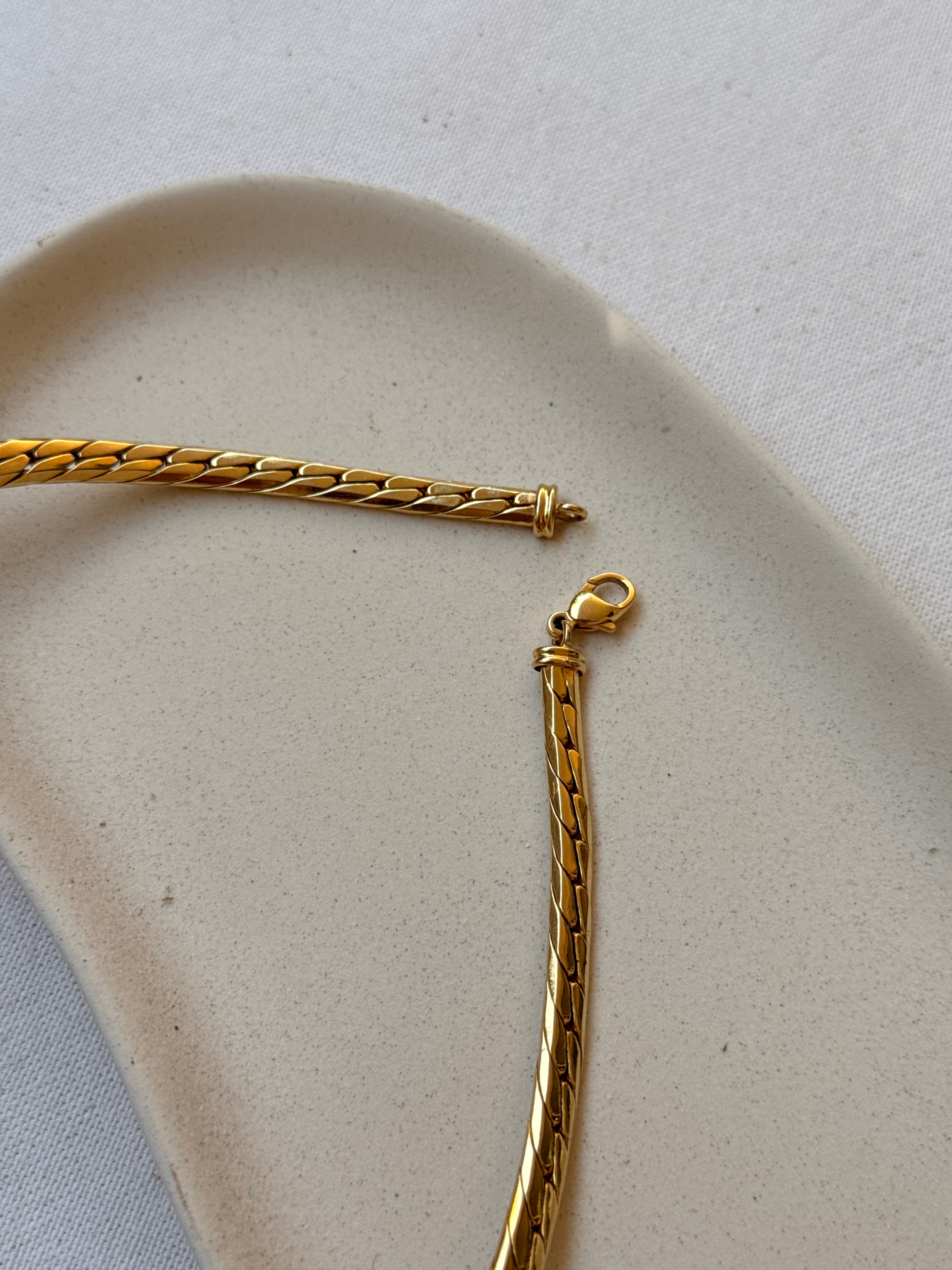 Collier doré vintage - Maille gourmette plate dorée