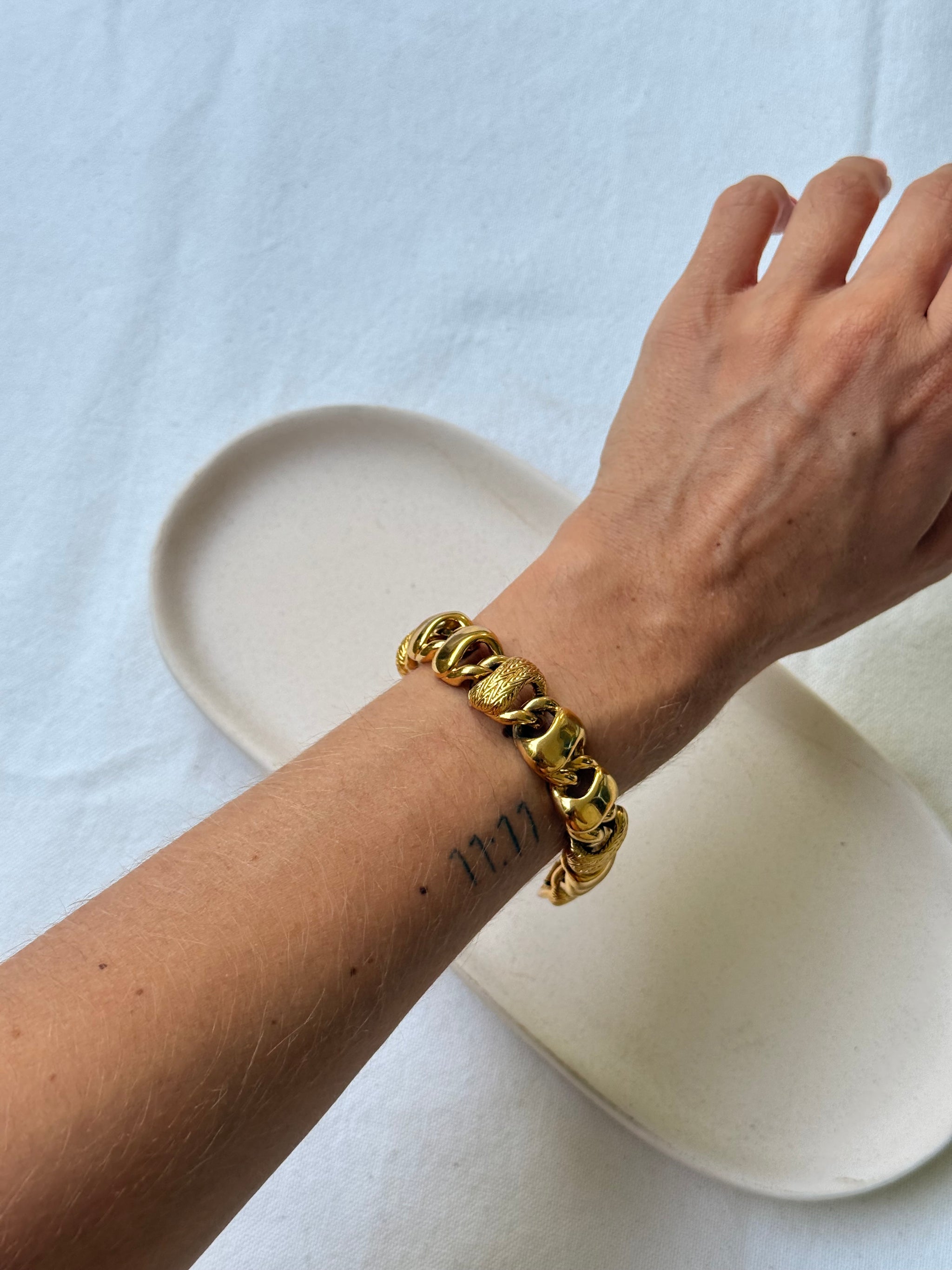 Bracelet Monet vintage - Maille torsadée dorée