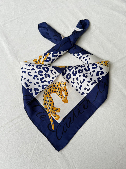 Foulard Cartier – Modèle bleu marine et panthères