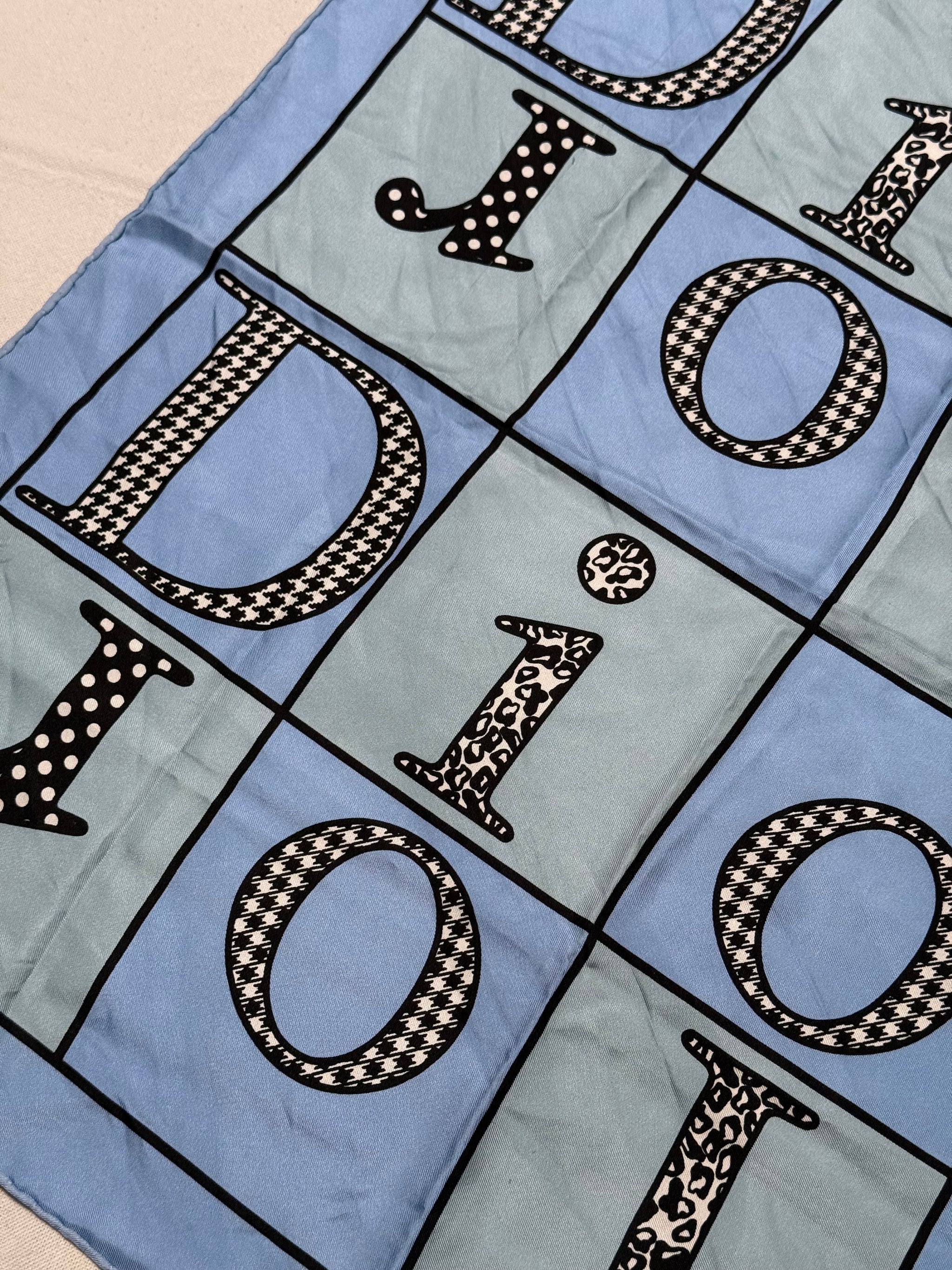 Christian Dior scarf – Dior lettering on a blue background